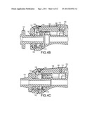 Button latch with integrally molded cantilever springs diagram and image