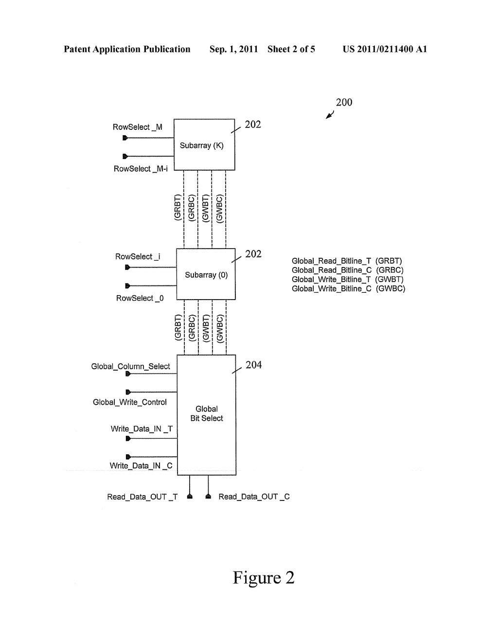 GLOBAL BIT SELECT CIRCUIT INTERFACE WITH FALSE WRITE THROUGH BLOCKING - diagram, schematic, and image 03