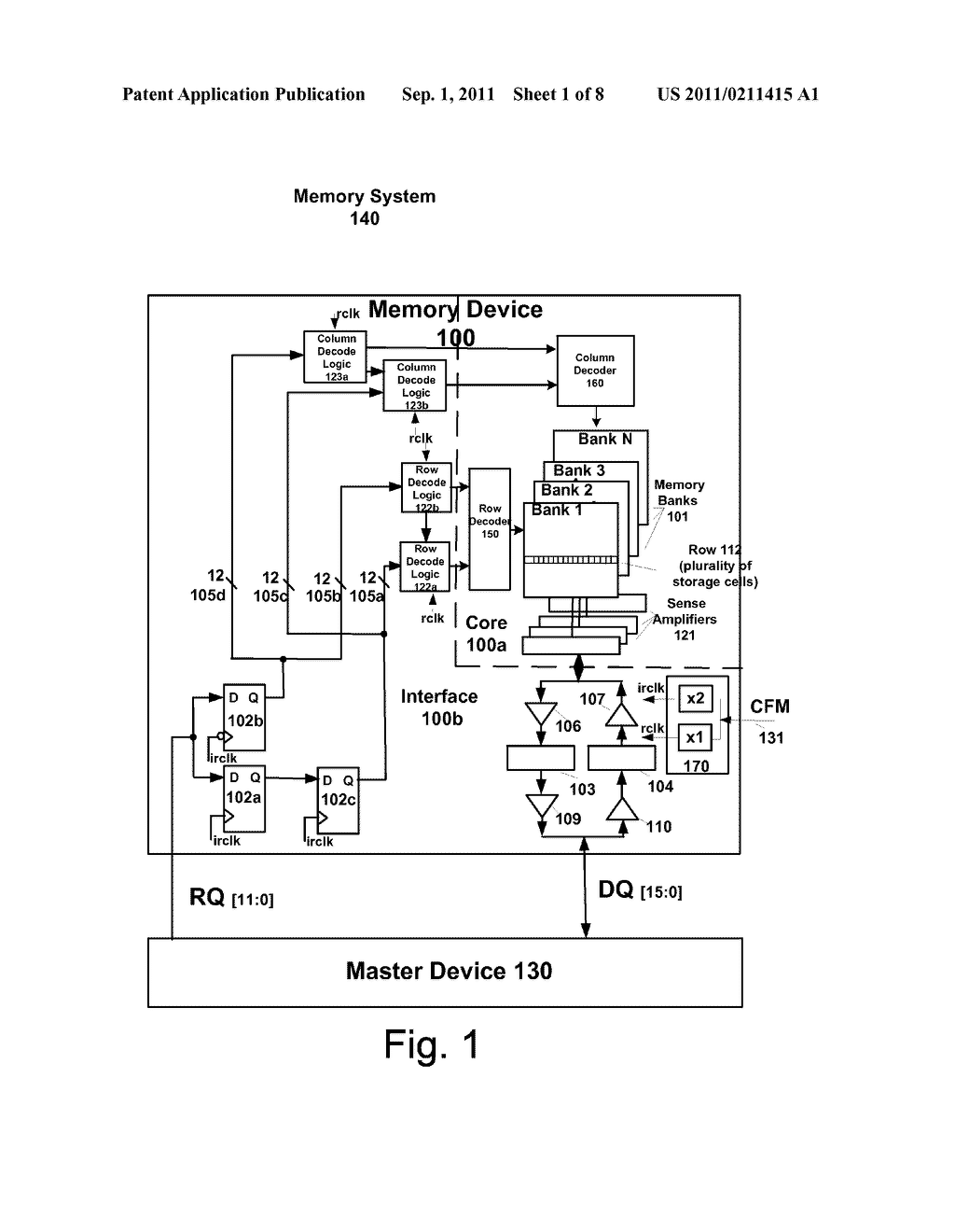 Integrated Circuit Memory Device, System And Method Having Interleaved Row     And Column Control - diagram, schematic, and image 02