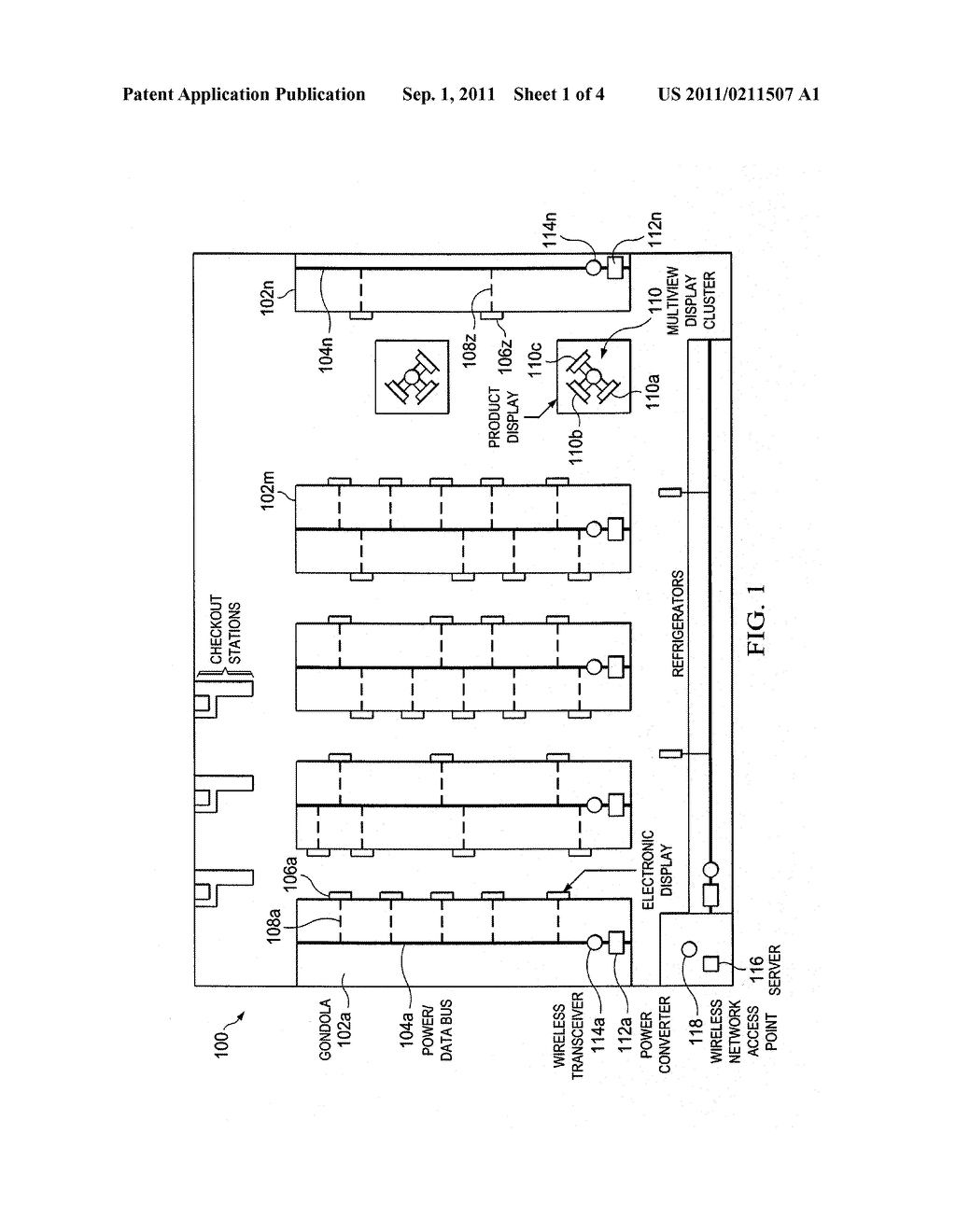SYSTEM AND METHOD FOR COMMUNICATING DATA TO ELECTRONIC DISPLAYS POSITIONED     IN A RETAIL ESTABLISHMENT - diagram, schematic, and image 02