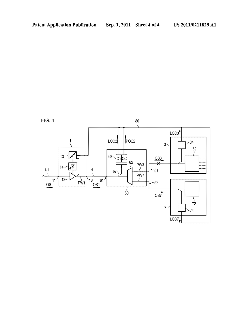 SAFETY AND POWER CONTROL ARRANGEMENT AND METHOD FOR OPTICAL FIBER     COMMUNICATION SYSTEMS - diagram, schematic, and image 05