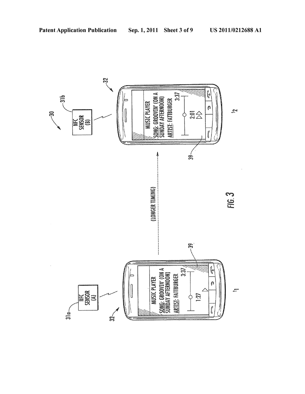 NEAR-FIELD COMMUNICATION (NFC) SYSTEM PROVIDING MOBILE WIRELESS     COMMUNICATIONS DEVICE OPERATIONS BASED UPON TIMING AND SEQUENCE OF NFC     SENSOR COMMUNICATION AND RELATED METHODS - diagram, schematic, and image 04