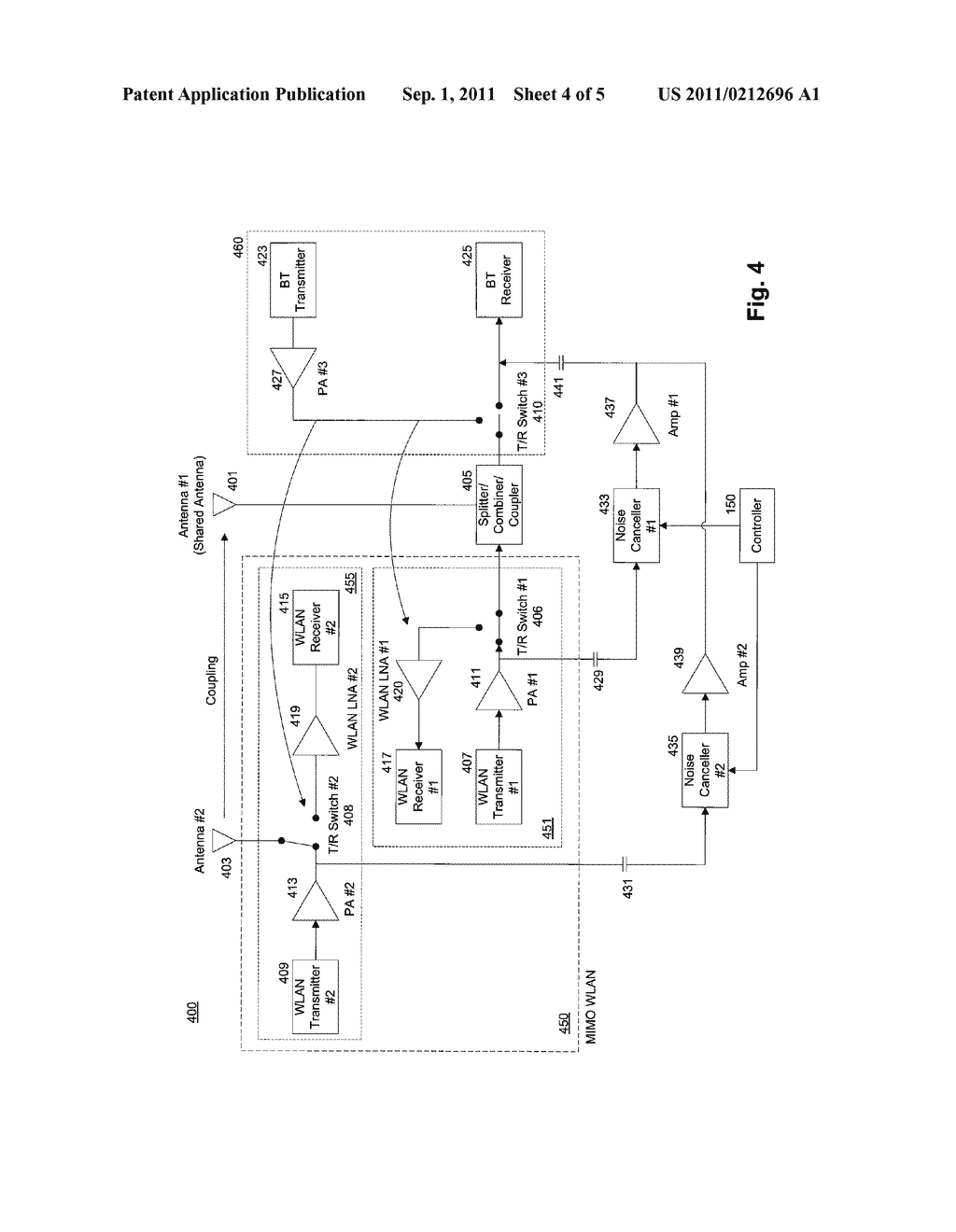 System and Method for Reducing In-Band Interference for a Shared Antenna - diagram, schematic, and image 05