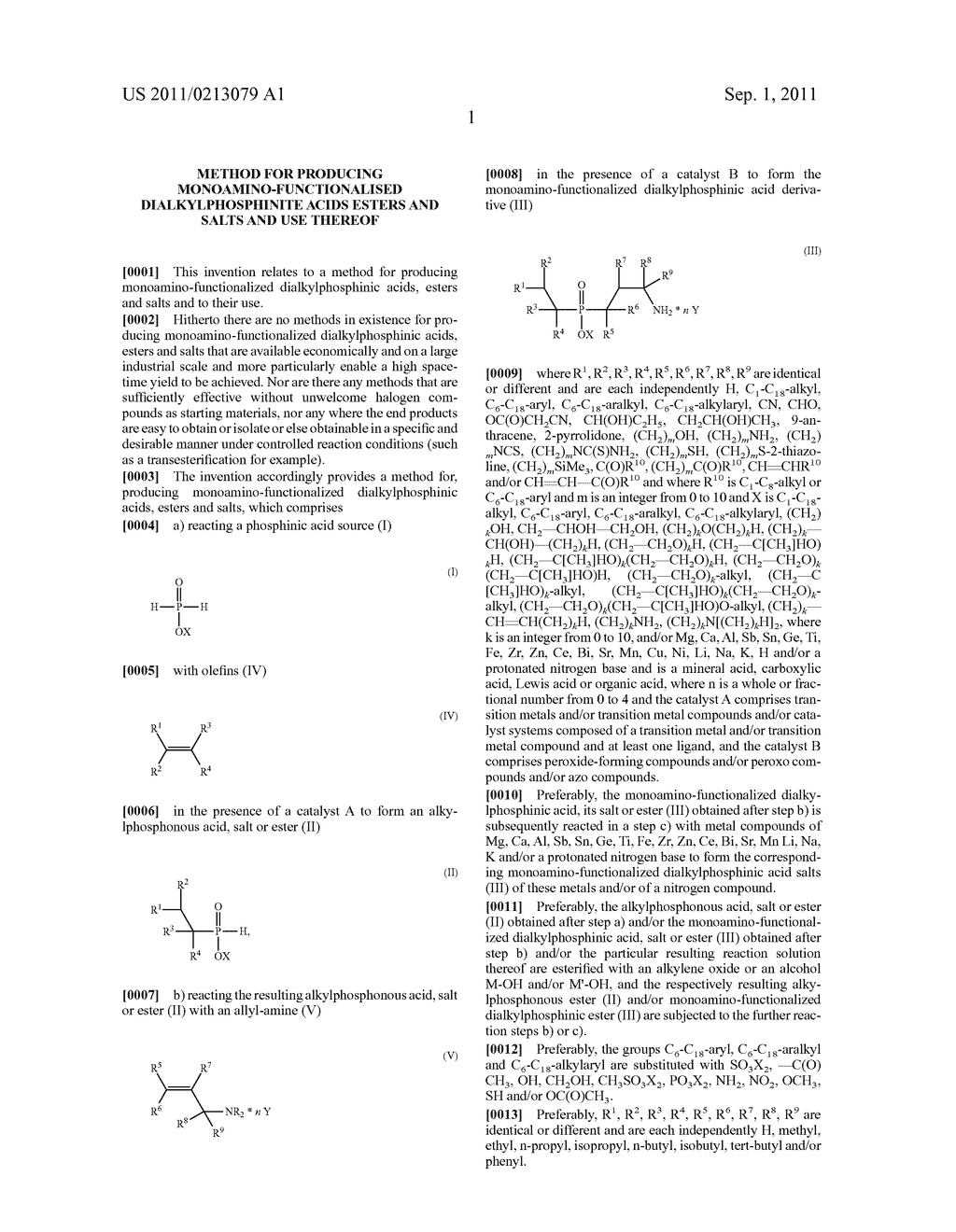 Method for Producing Monoamino-Functionalised Dialkylphosphinite Acids     Esters and Salts and Use Thereof - diagram, schematic, and image 02