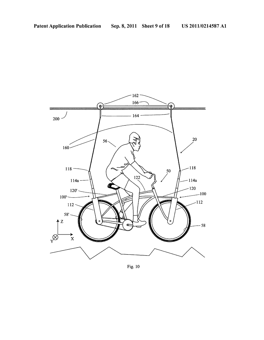 ELEVATED BICYCLE-BASED TRANSPORTATION SYSTEM, CONNECTION APPARATUS FOR     BICYCLE AND MODIFIED BICYCLE - diagram, schematic, and image 10