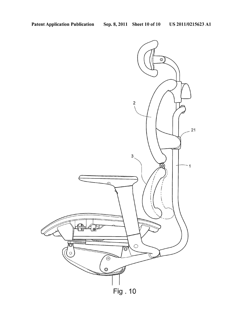 Height-Adjusting Assembly for Office Chair Backrest - diagram, schematic, and image 11