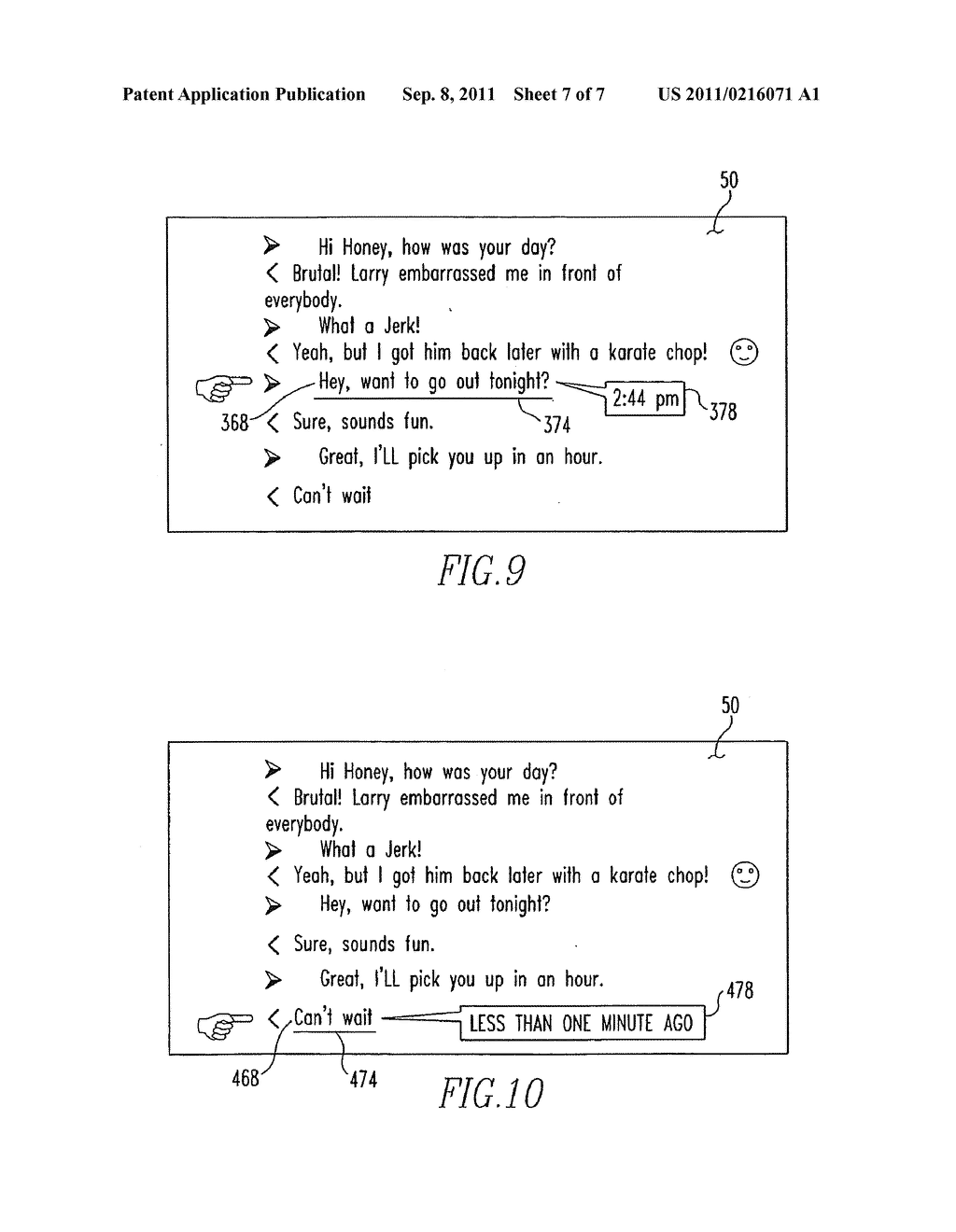 Handheld Electronic Device and Associated Method Providing Time Data in a     Messaging Environment - diagram, schematic, and image 08