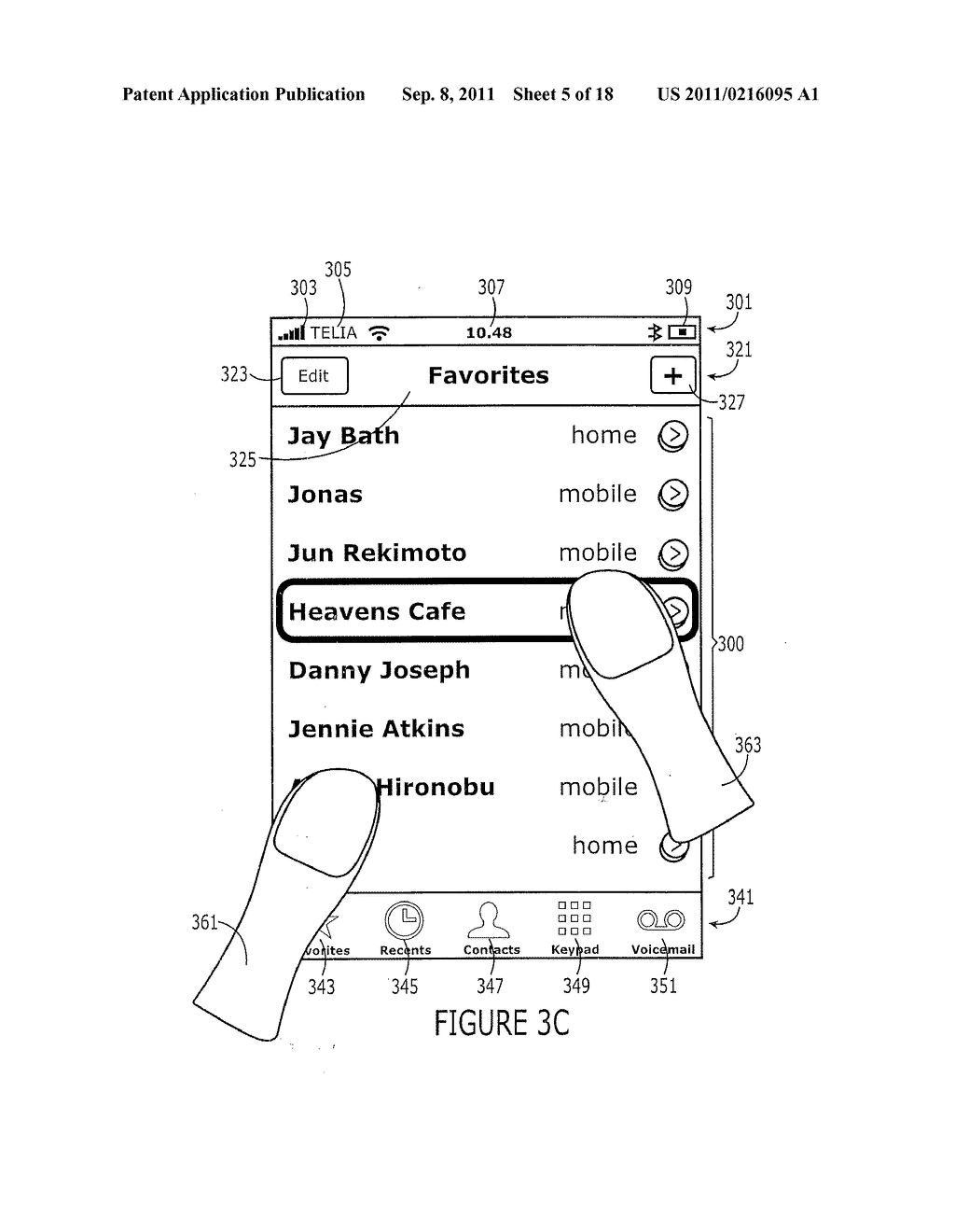 Methods, Devices, and Computer Program Products Providing Multi-Touch Drag     and Drop Operations for Touch-Sensitive User Interfaces - diagram, schematic, and image 06