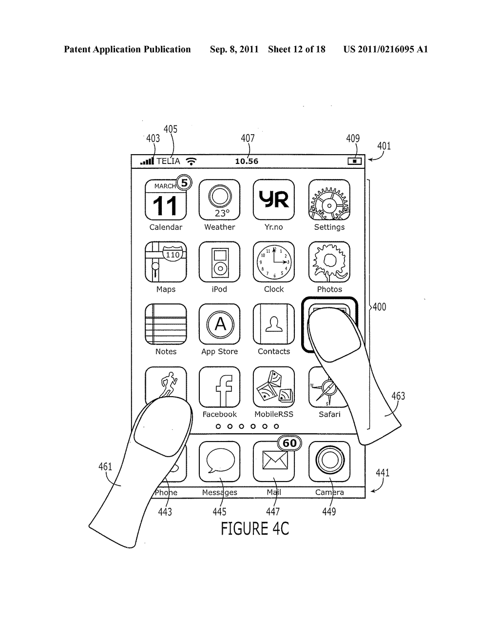 Methods, Devices, and Computer Program Products Providing Multi-Touch Drag     and Drop Operations for Touch-Sensitive User Interfaces - diagram, schematic, and image 13