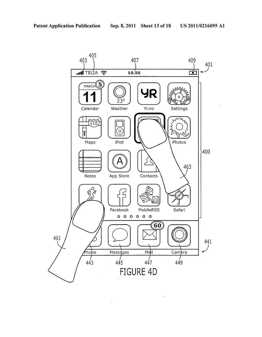 Methods, Devices, and Computer Program Products Providing Multi-Touch Drag     and Drop Operations for Touch-Sensitive User Interfaces - diagram, schematic, and image 14