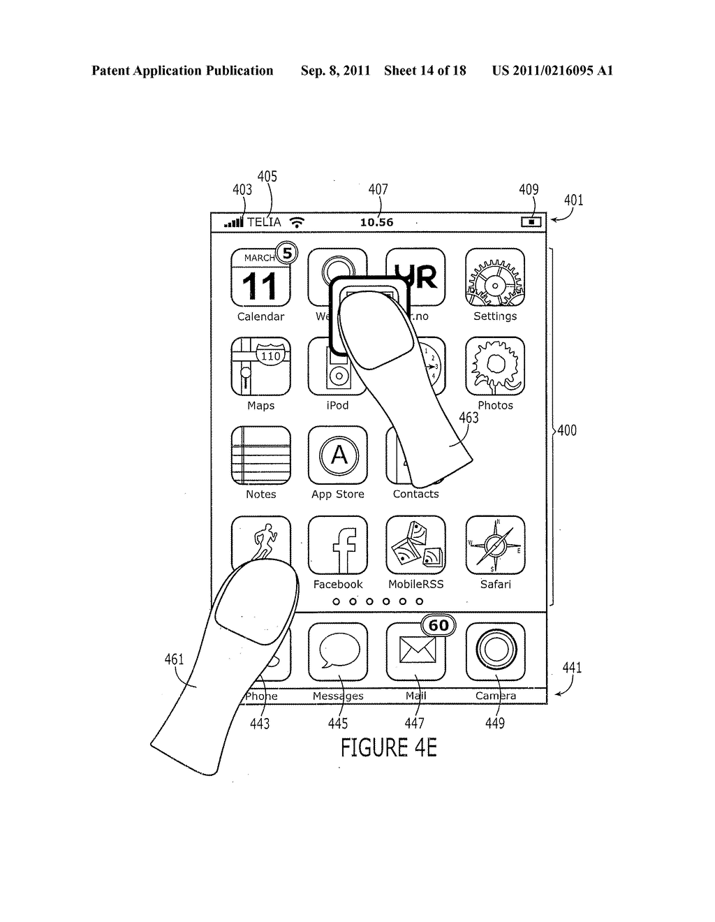 Methods, Devices, and Computer Program Products Providing Multi-Touch Drag     and Drop Operations for Touch-Sensitive User Interfaces - diagram, schematic, and image 15