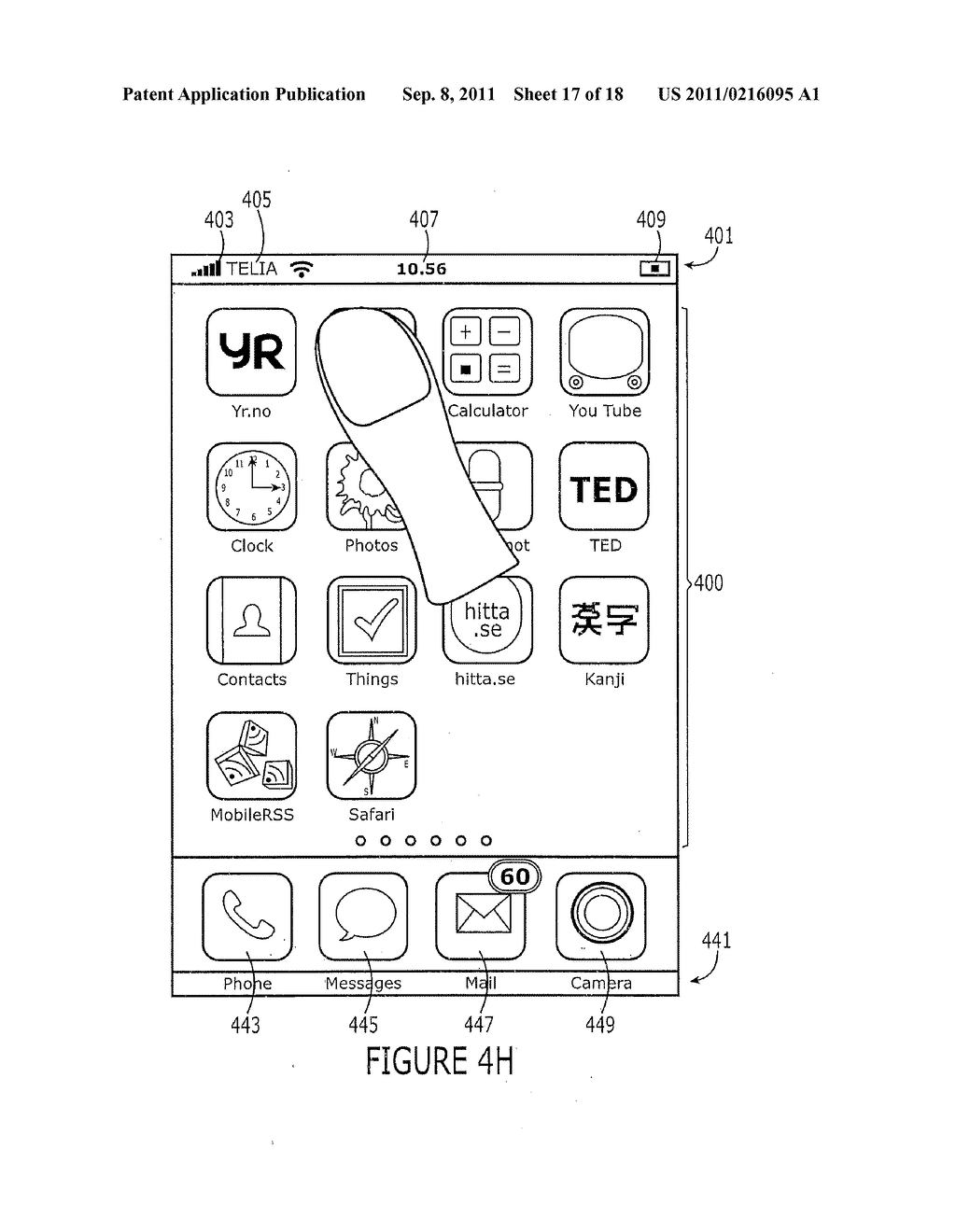 Methods, Devices, and Computer Program Products Providing Multi-Touch Drag     and Drop Operations for Touch-Sensitive User Interfaces - diagram, schematic, and image 18