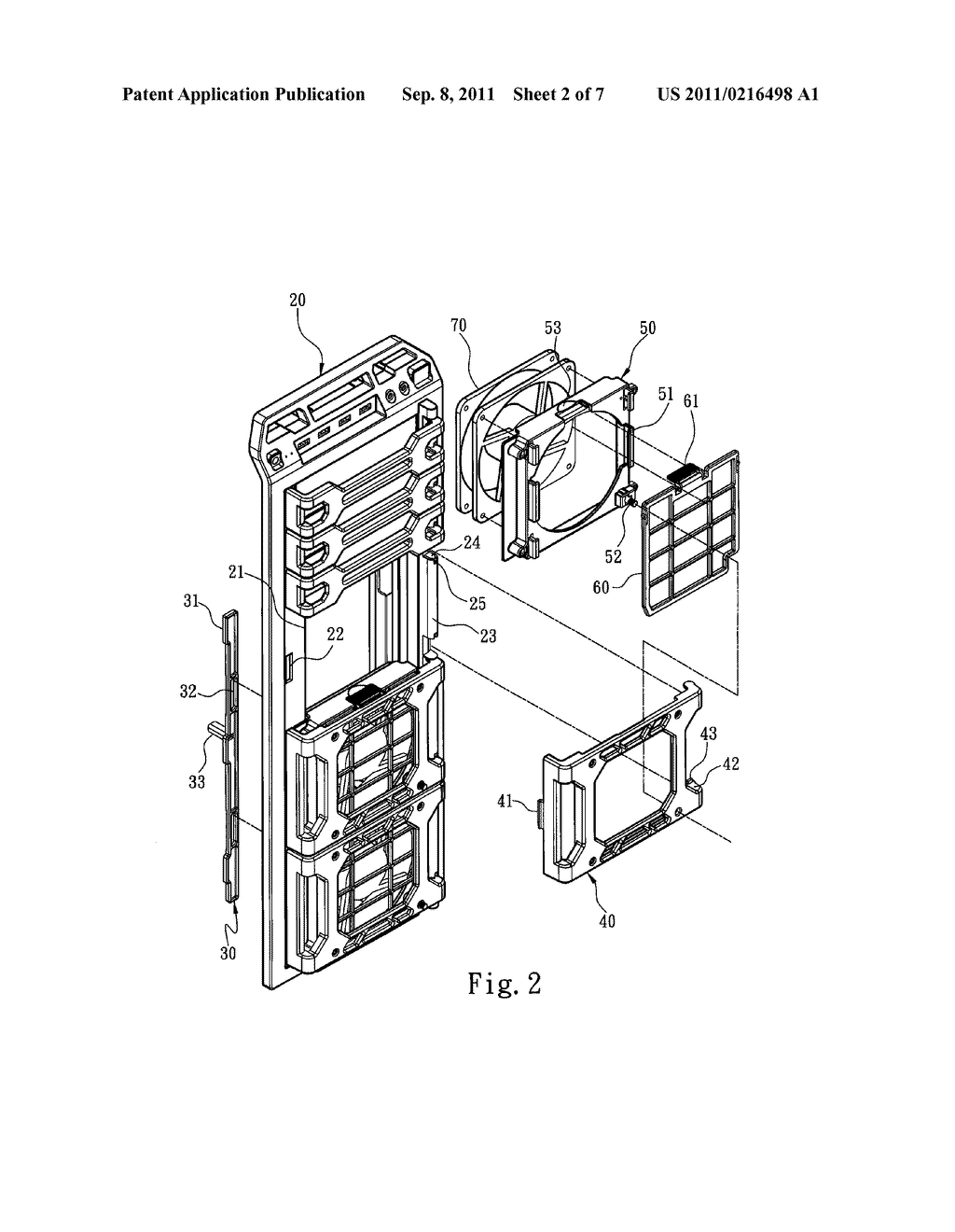 COMPUTER EQUIPPED WITH A FAN RACK TO FACILITATE ASSEMBLY AND DISASSEMBLY     OF HARD DISKS - diagram, schematic, and image 03