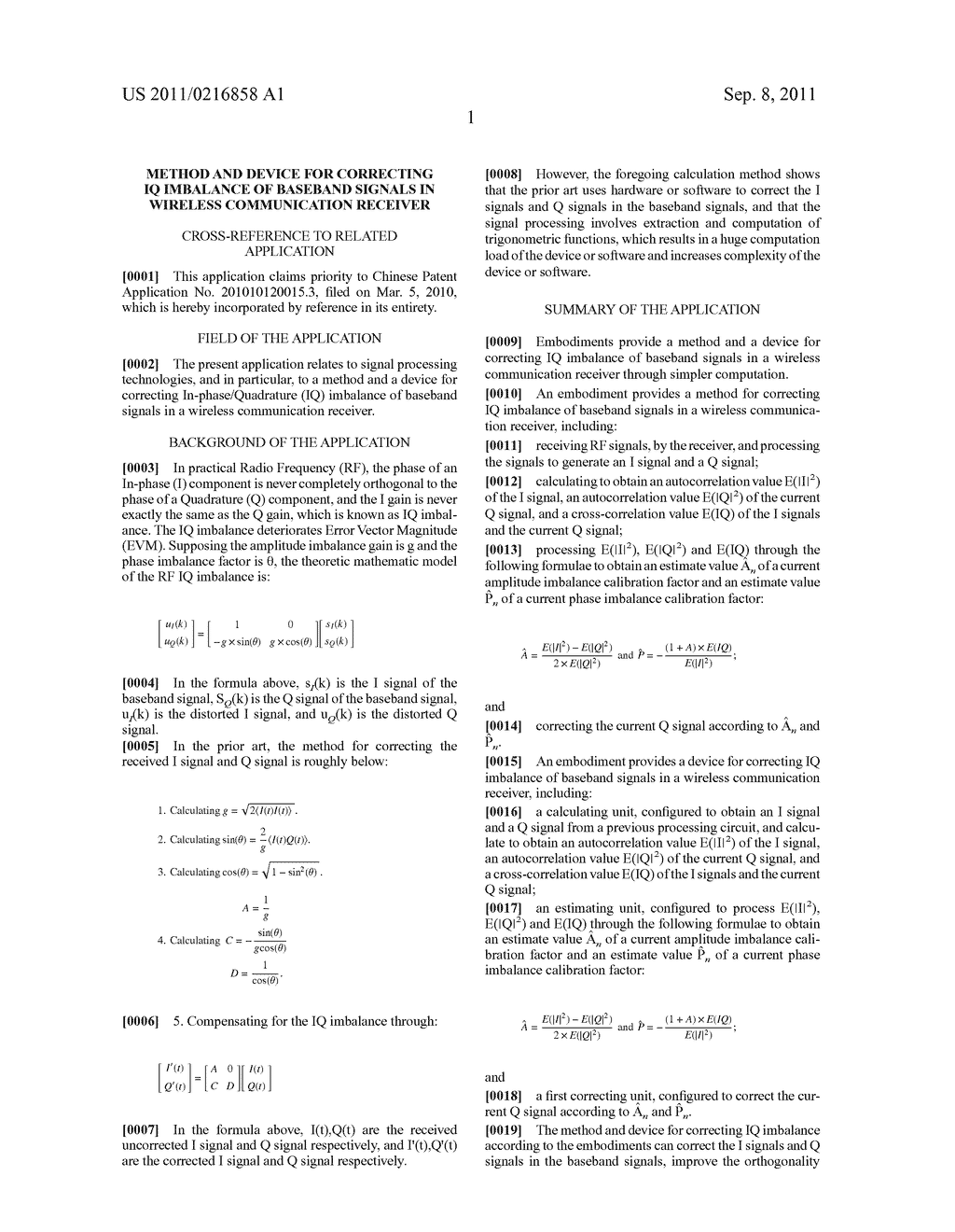 METHOD AND DEVICE FOR CORRECTING IQ IMBALANCE OF BASEBAND SIGNALS IN     WIRELESS COMMUNICATION RECEIVER - diagram, schematic, and image 07