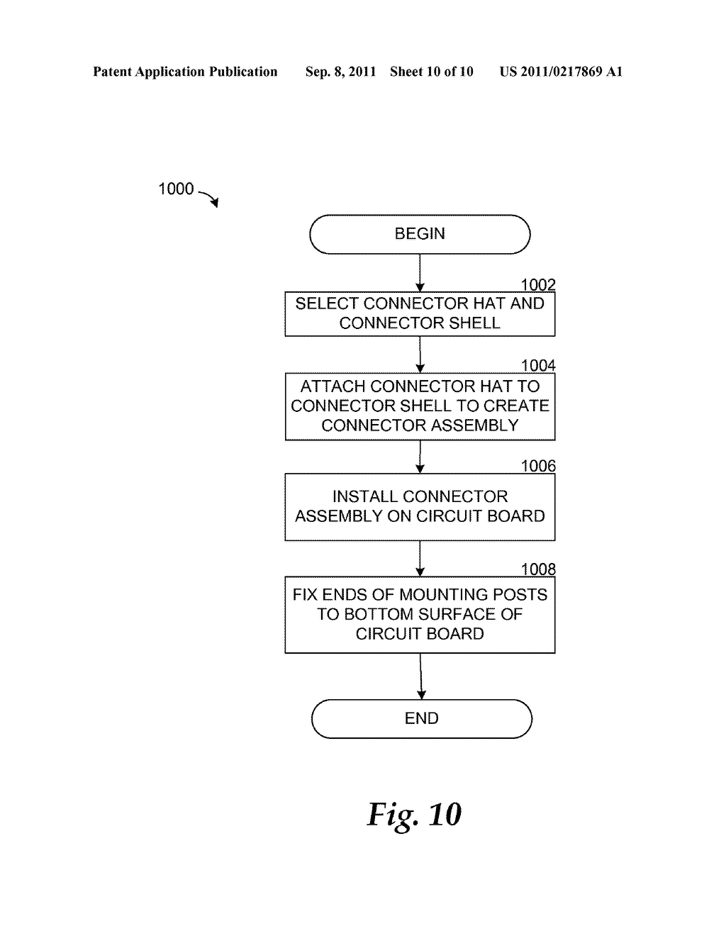 Connector Hat With Extended Mounting Posts For Securing A Connector Shell     To A Circuit Board - diagram, schematic, and image 11