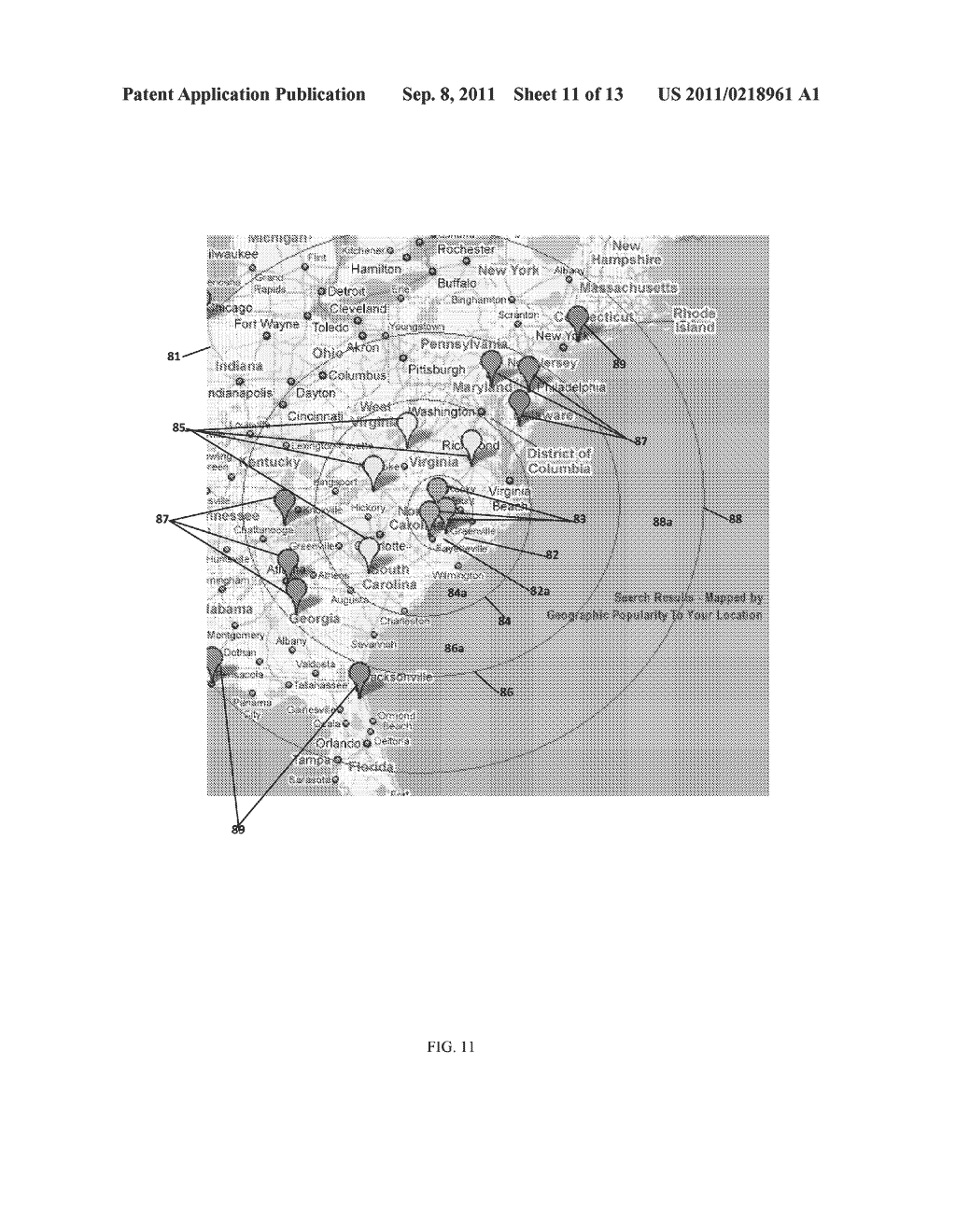 Computerized system and method for tracking the geographic relevance of     website listings and providing graphics and data regarding the same - diagram, schematic, and image 12