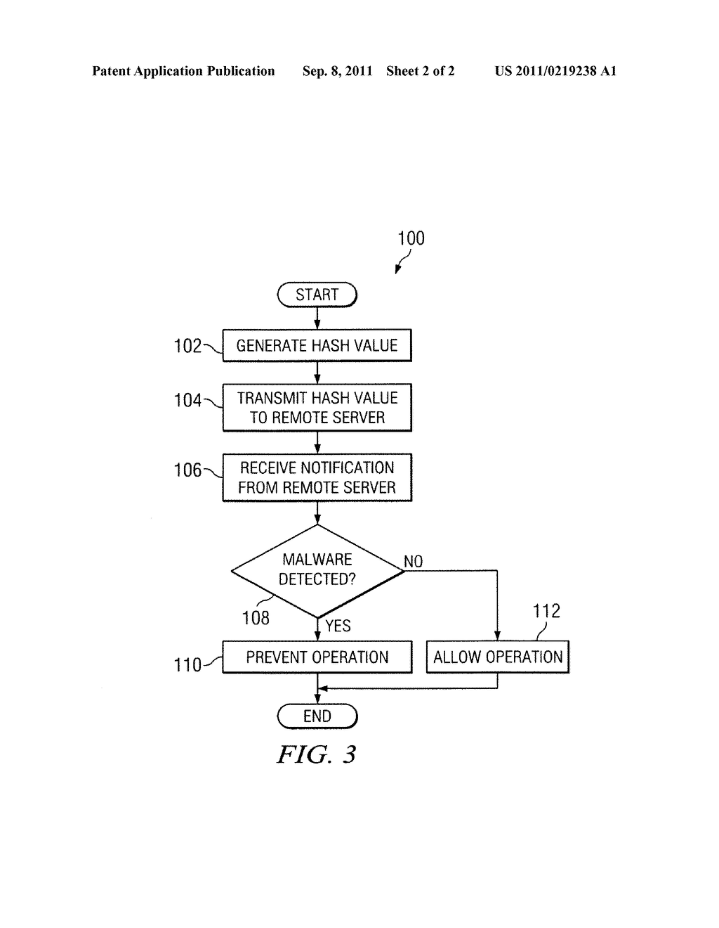 Method and System for Detecting Malware Using a Remote Server - diagram, schematic, and image 03