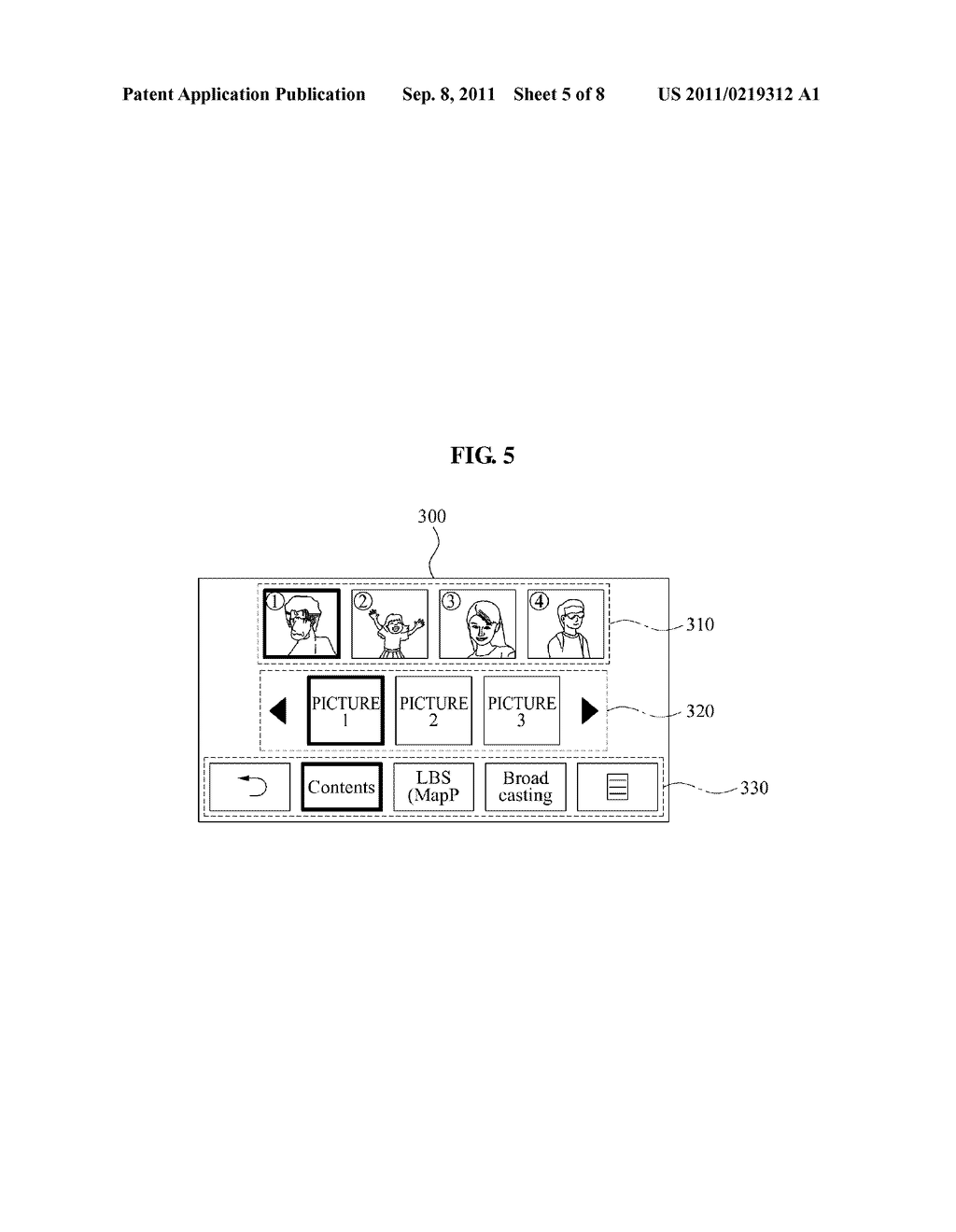 APPARATUS AND METHOD FOR DISPLAYING USER INTERFACE FOR TRANSMITTING     CONTENTS - diagram, schematic, and image 06