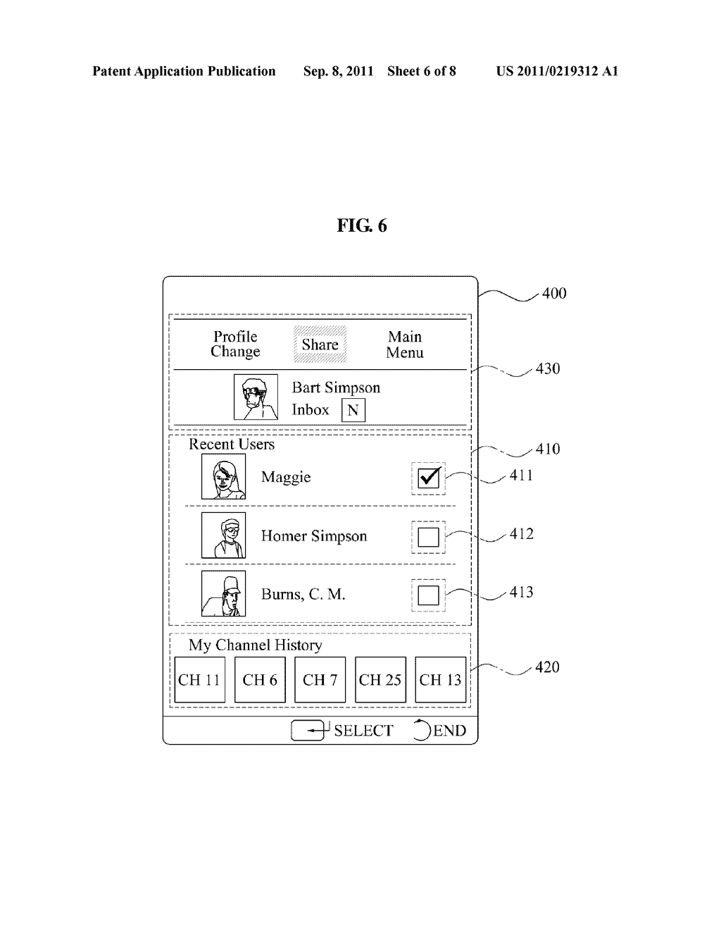 APPARATUS AND METHOD FOR DISPLAYING USER INTERFACE FOR TRANSMITTING     CONTENTS - diagram, schematic, and image 07