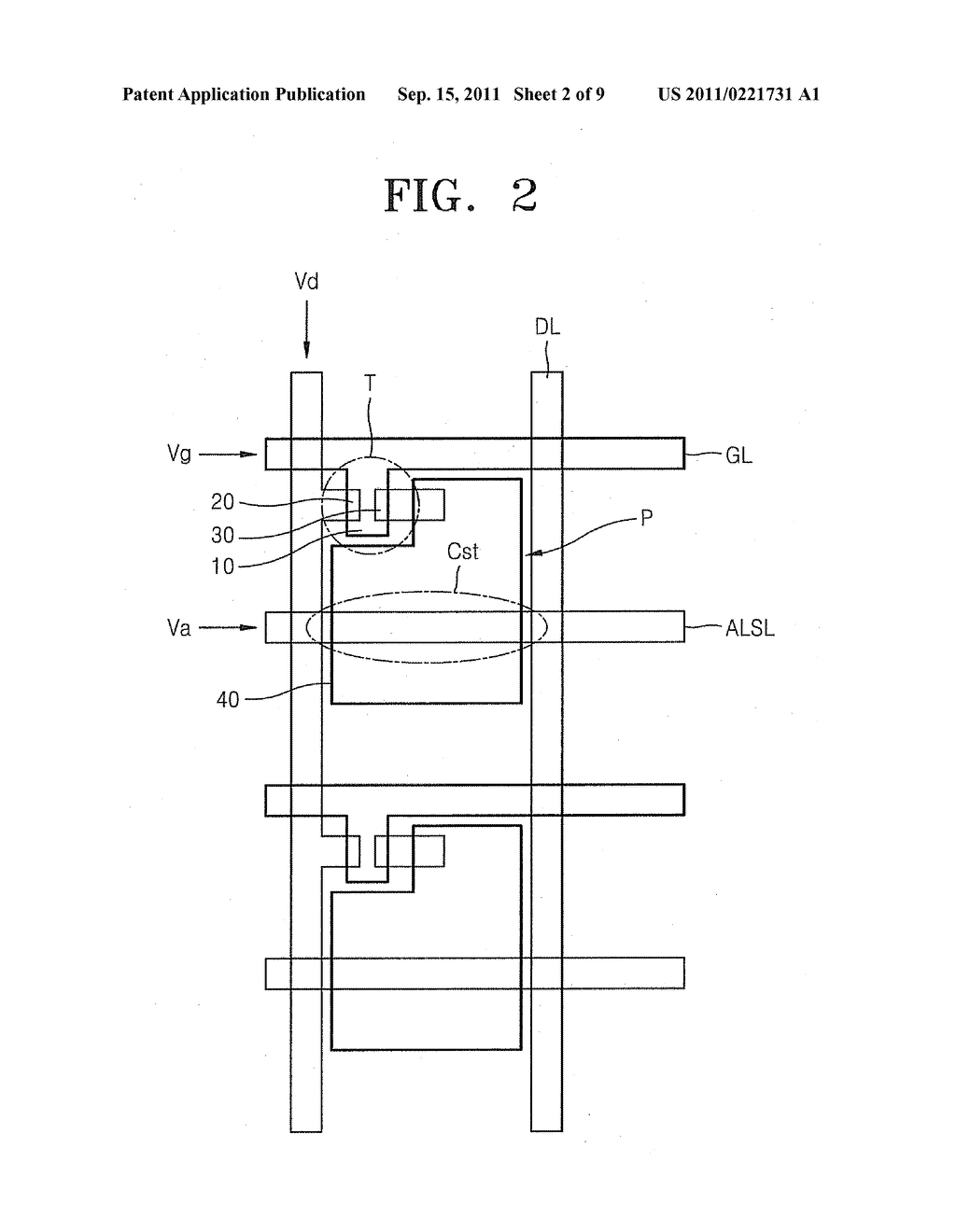 DISPLAY DEVICE HAVING INCREASED APERTURE RATIO - diagram, schematic, and image 03