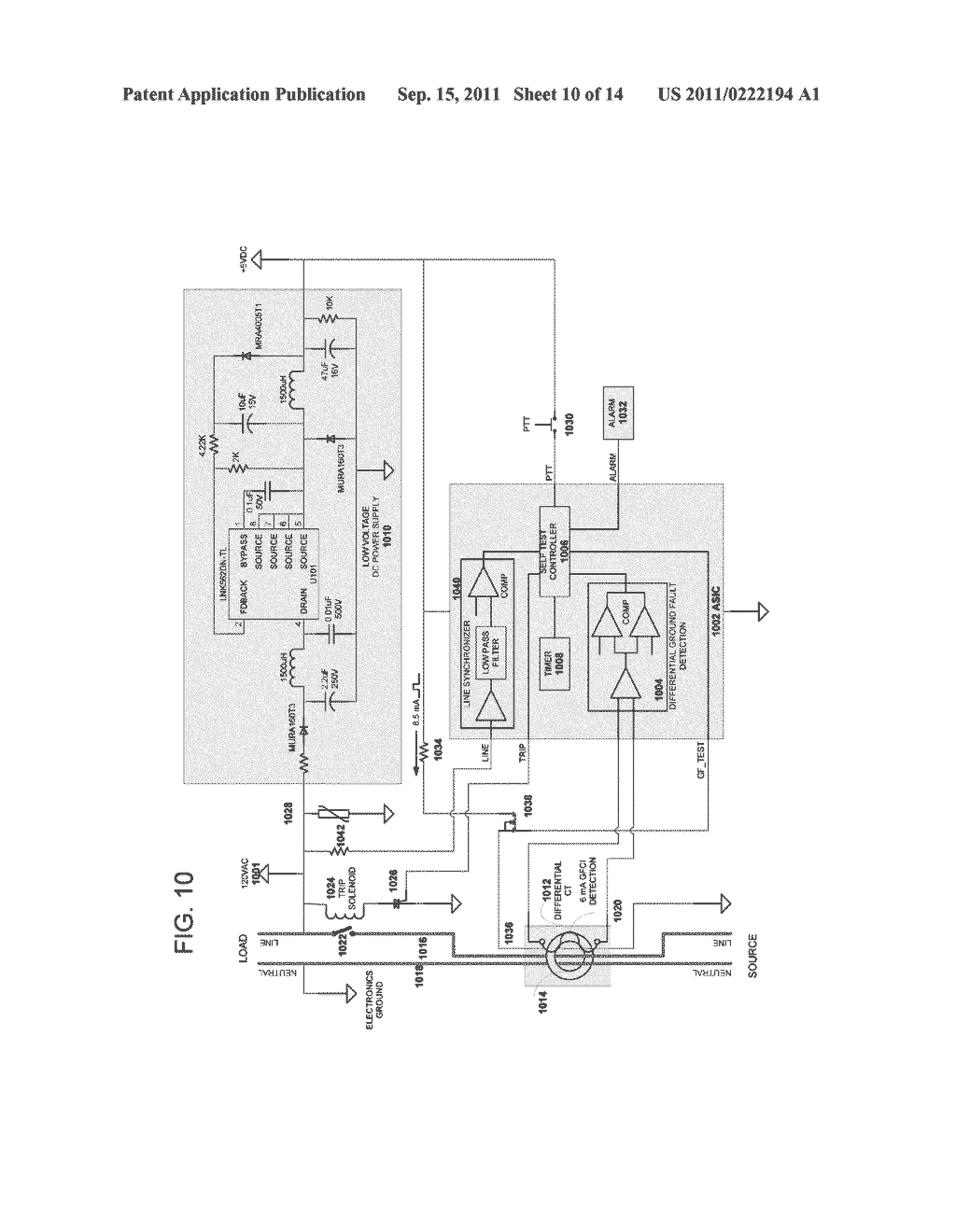 Method and Apparatus for Supervisory Circuit for Ground Fault Circuit     Interrupt Device - diagram, schematic, and image 11