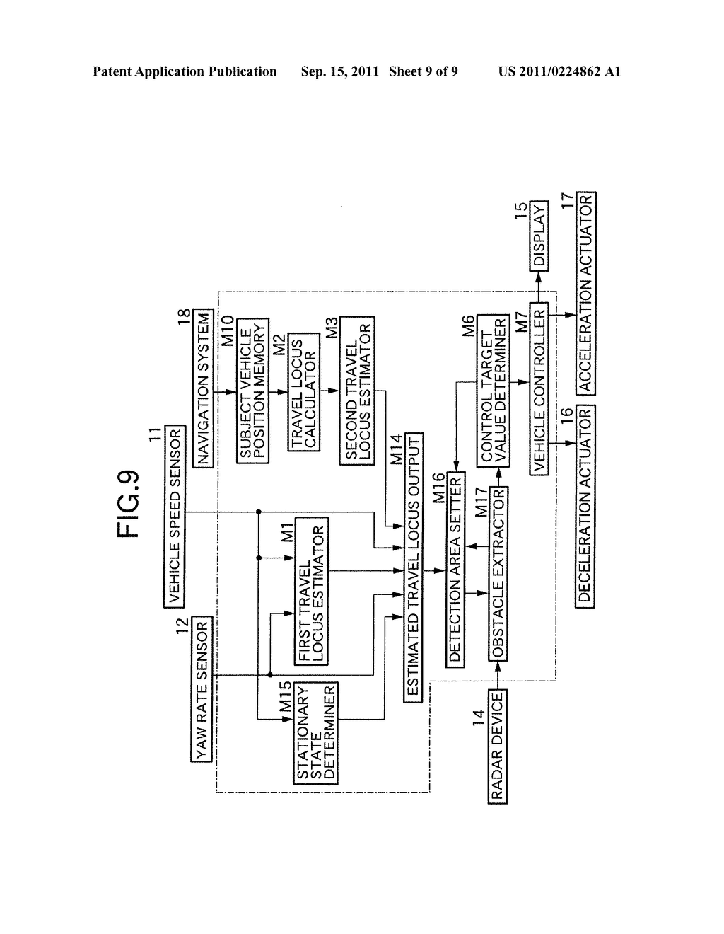 VEHICULAR CONTROL OBJECT DETERMINATION SYSTEM AND VEHICULAR TRAVEL LOCUS     ESTIMATION SYSTEM - diagram, schematic, and image 10