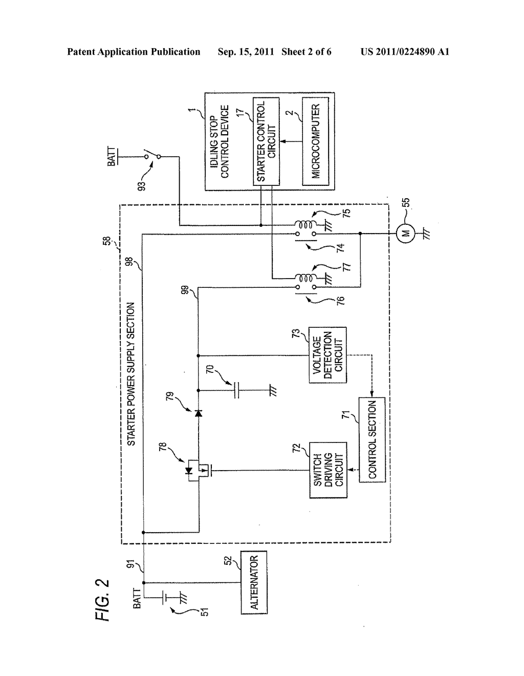 IDLING STOP DEVICE, ENGINE START SYSTEM, AND ENGINE START METHOD - diagram, schematic, and image 03