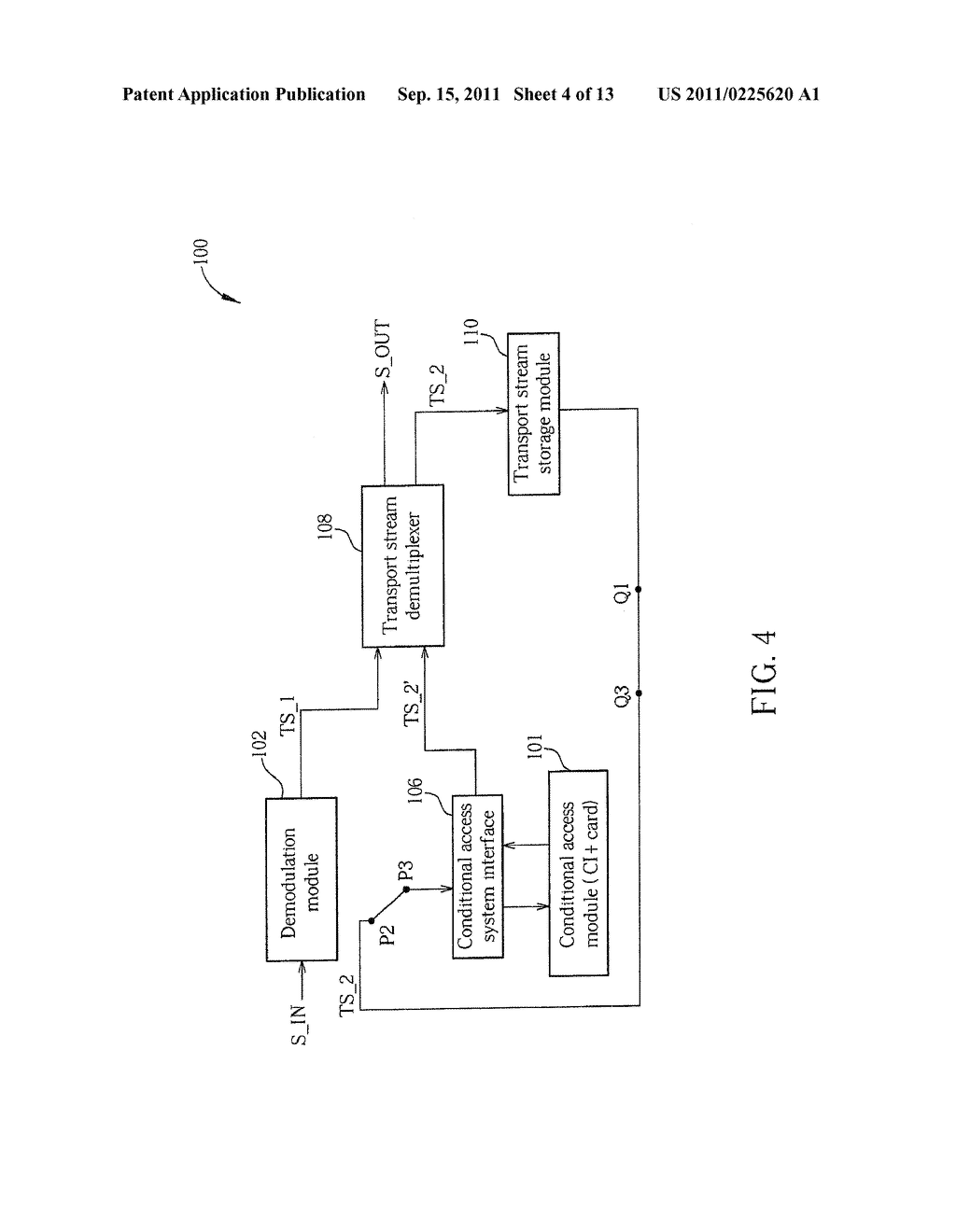 TRANSPORT STREAM PROCESSING APPARATUS CAPABLE OF STORING TRANSPORT STREAM     BEFORE THE TRANSPORT STREAM IS DESCRAMBLED AND THEN DESCRAMBLING THE     STORED TRANSPORT STREAM FOR PLAYBACK - diagram, schematic, and image 05