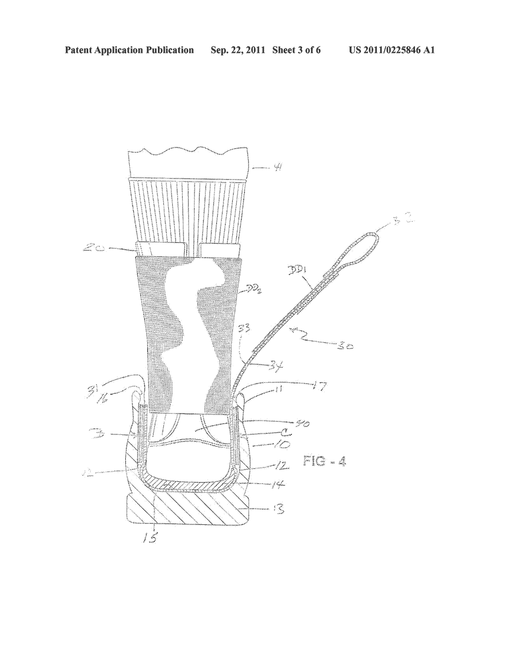 DEVICE AND METHOD FOR COMBINING AN ATHLETIC SHOE AND CONVENTIONAL ANKLE     BRACE TO LIMIT ACTIVE ANKLE INVERSION - diagram, schematic, and image 04