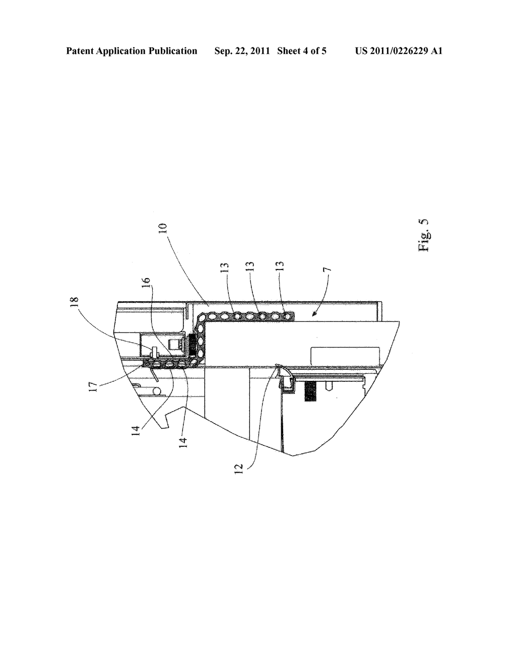 CLOSURE DEVICE ASSOCIABLE WITH AN OPENING OF A COOKING CHAMBER OF AN OVEN     WITH A TROLLEY FOR THE SEALED CLOSURE OF THE CHAMBER IN THE ABSENCE OF     THE TROLLEY - diagram, schematic, and image 05