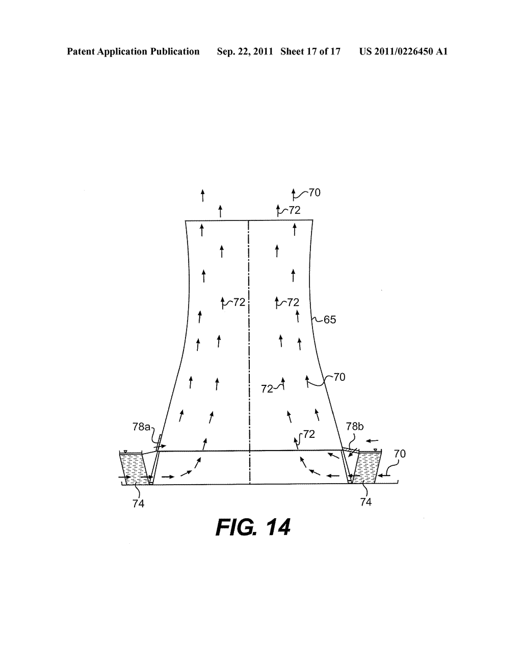 APPARATUS AND METHOD FOR A NATURAL DRAFT AIR COOLED CONDENSER COOLING     TOWER - diagram, schematic, and image 18