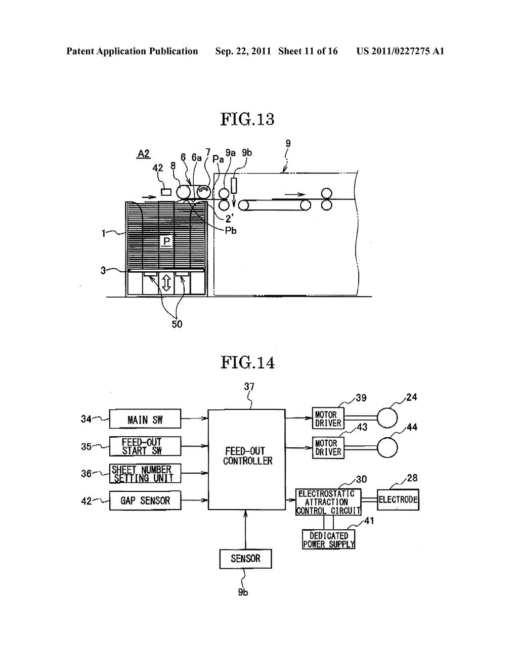 STACKED OBJECT FEED-OUT APPARATUS AND METHOD FOR FEEDING OUT STACKED     OBJECTS - diagram, schematic, and image 12