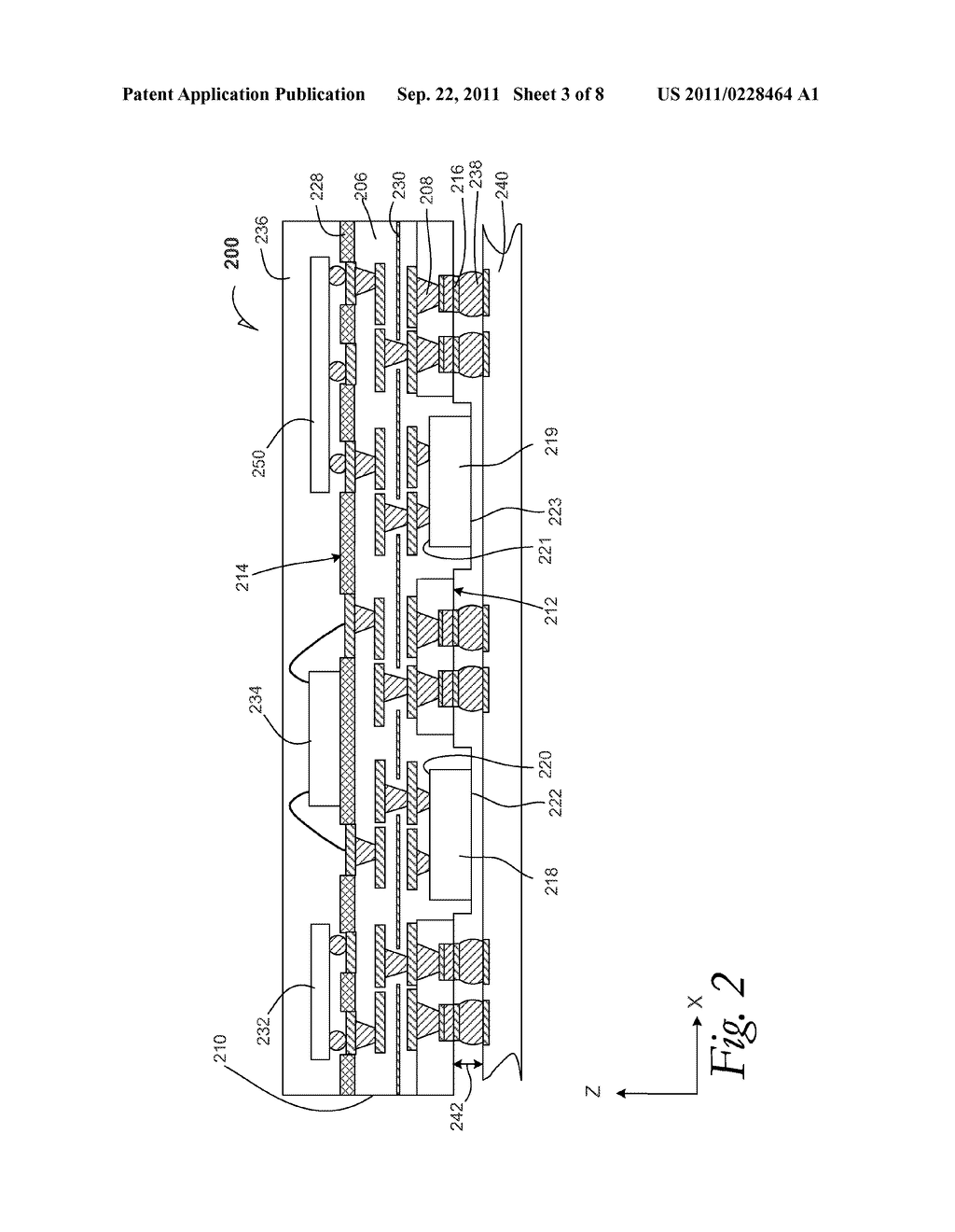 SYSTEM-IN-PACKAGE USING EMBEDDED-DIE CORELESS SUBSTRATES, AND PROCESSES OF     FORMING SAME - diagram, schematic, and image 04