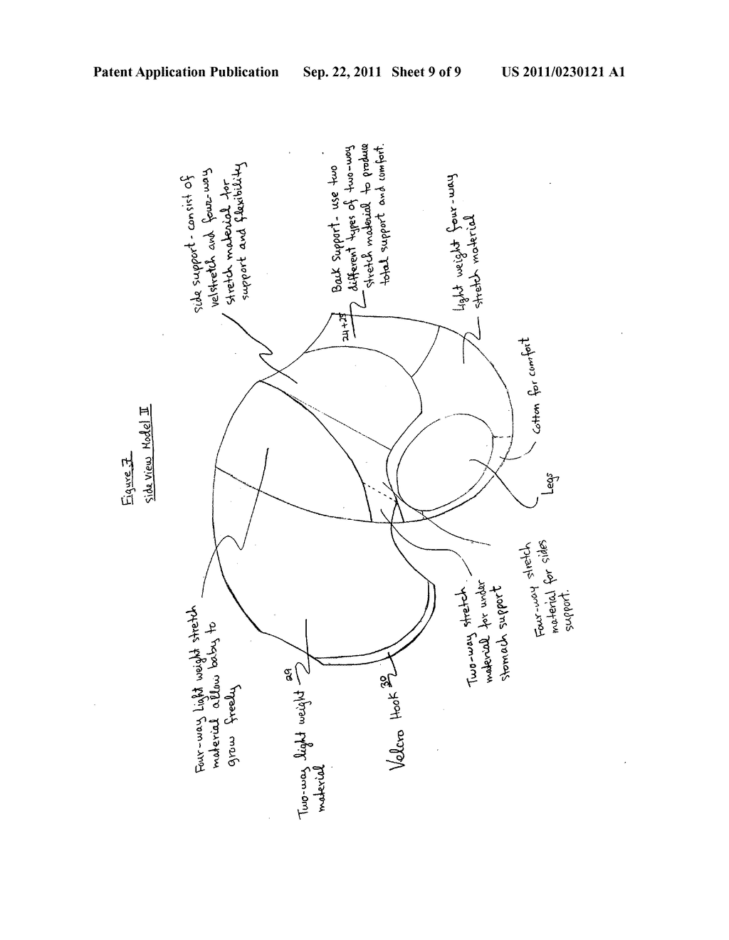 Single piece abdominal support garment - diagram, schematic, and image 10