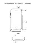 Handheld recharging device for use with cell phone diagram and image