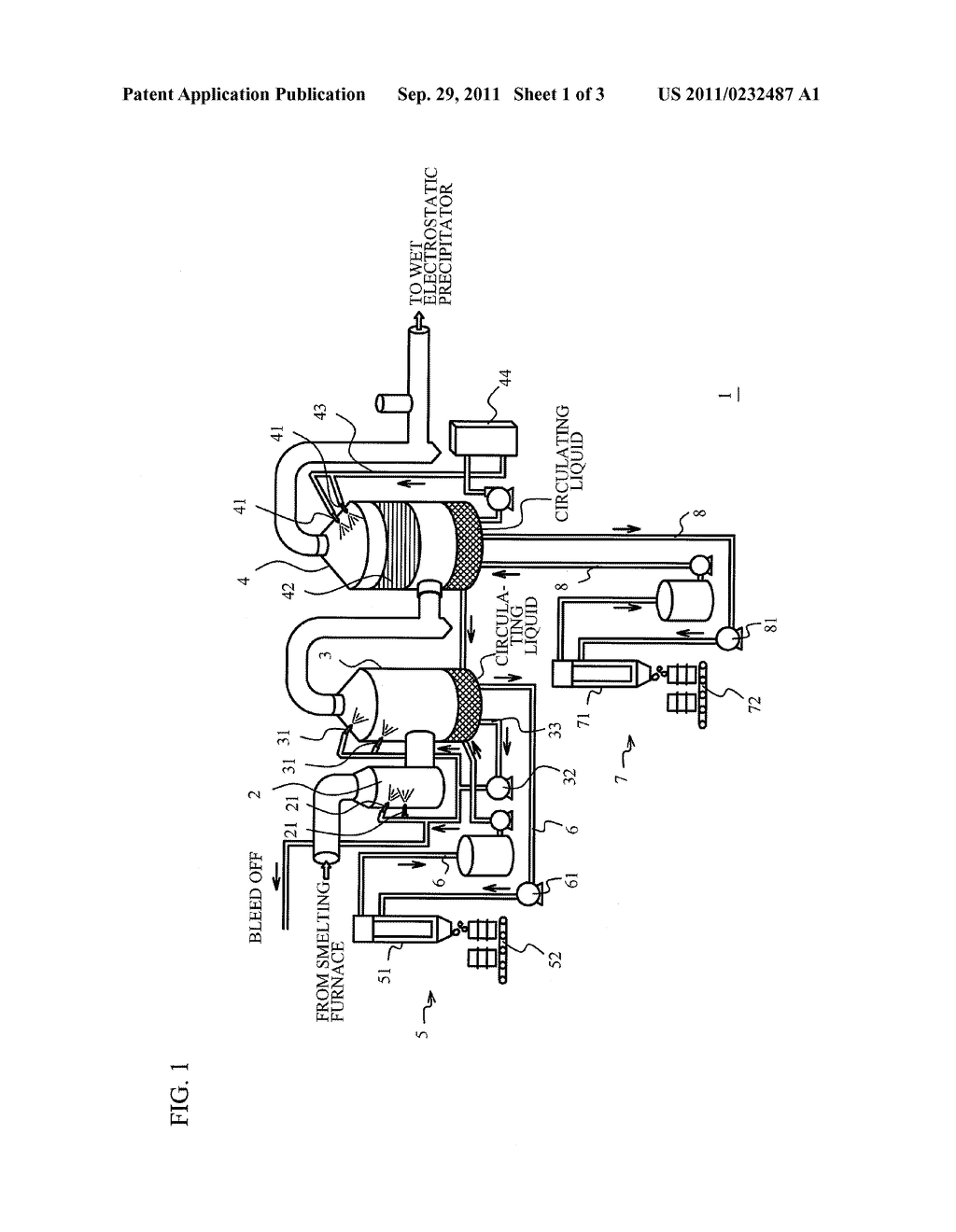 APPARATUS FOR PROCESSING EXHAUST GAS IN NONFERROUS SMELTING FACILITIES,     AND METHOD FOR PROCESSING EXHAUST GAS IN NONFERROUS SMELTING FACILITIES - diagram, schematic, and image 02
