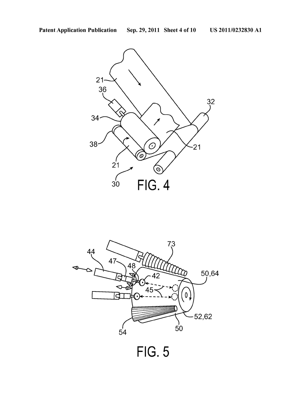 METHOD AND APPARATUS FOR FORMING A TIRE COMPONENT UPON AN AXIALLY TAPERED     SURFACE - diagram, schematic, and image 05