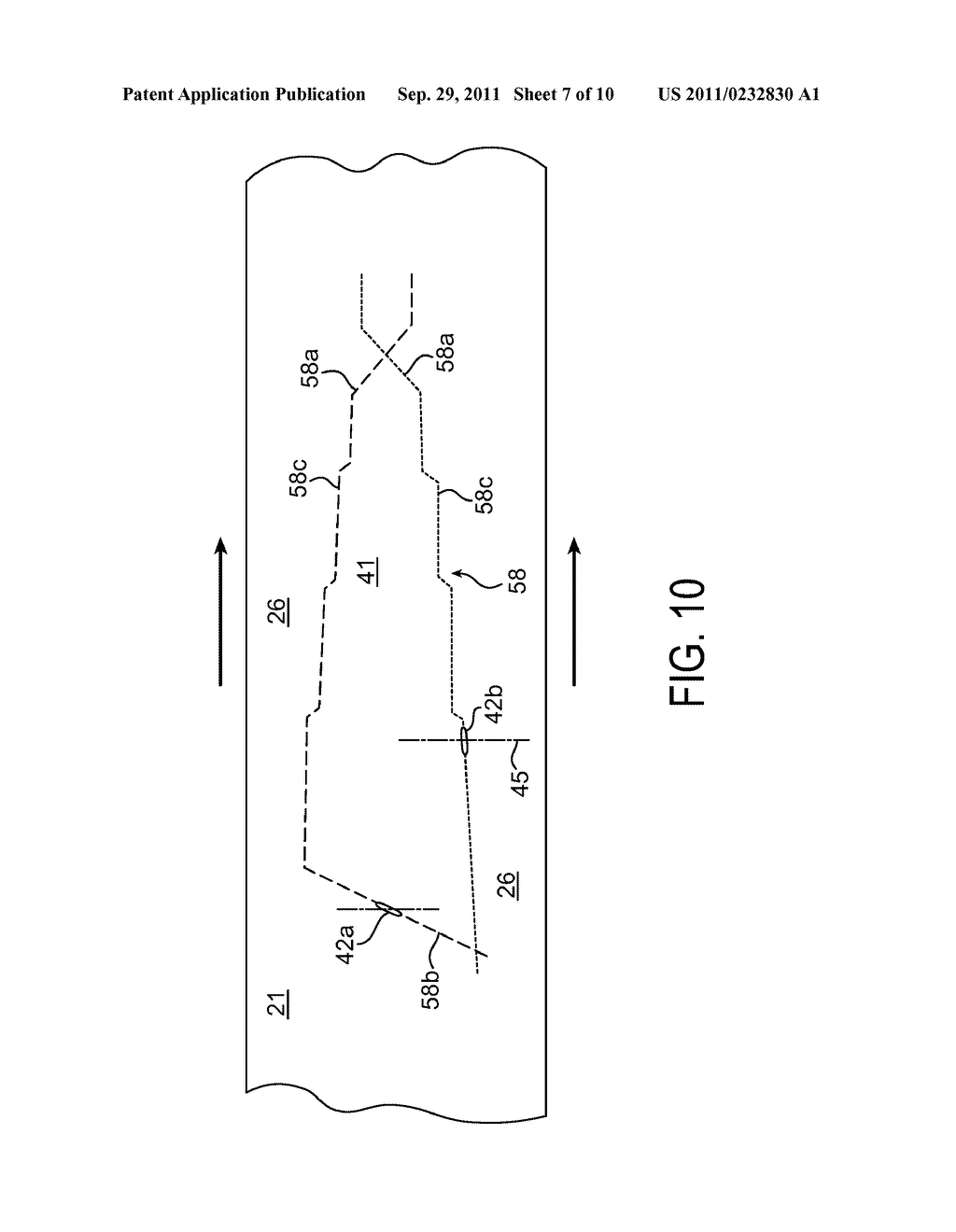 METHOD AND APPARATUS FOR FORMING A TIRE COMPONENT UPON AN AXIALLY TAPERED     SURFACE - diagram, schematic, and image 08