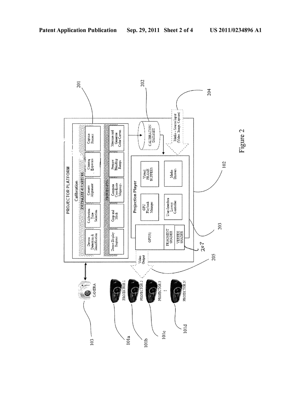 System and Method for Displaying Remote Content Through Multiple     Projectors - diagram, schematic, and image 03