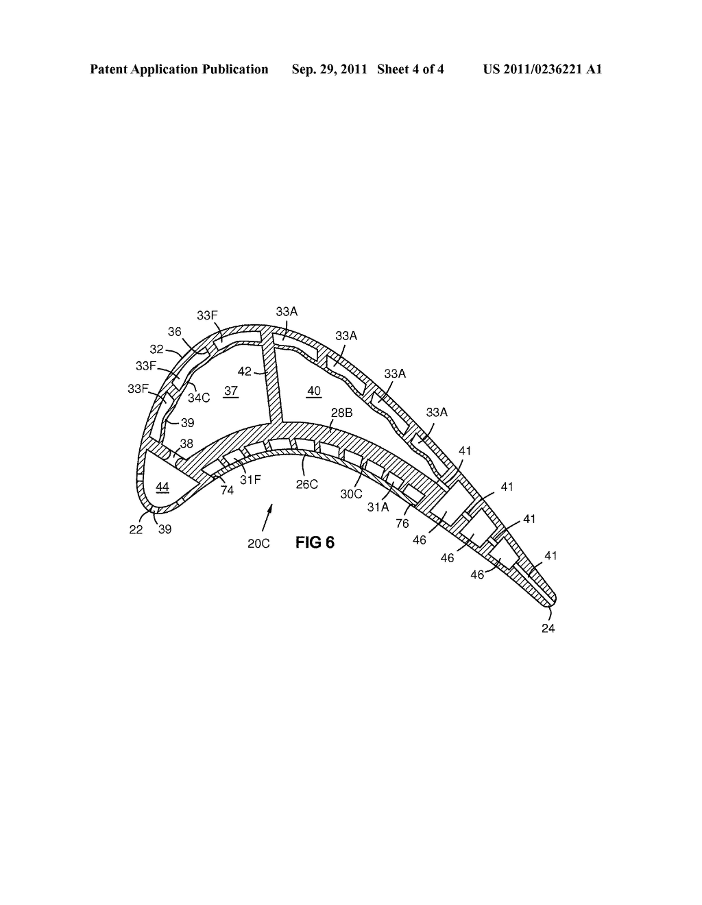 Four-Wall Turbine Airfoil with Thermal Strain Control for Reduced Cycle     Fatigue - diagram, schematic, and image 05