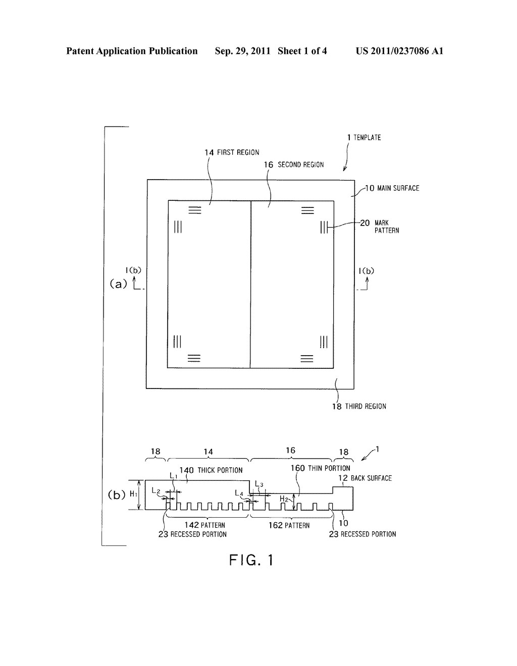 TEMPLATE AND METHOD OF MANUFACTURING THE SAME, AND SEMICONDUCTOR DEVICE     MANUFACTURING METHOD USING THE TEMPLATE - diagram, schematic, and image 02