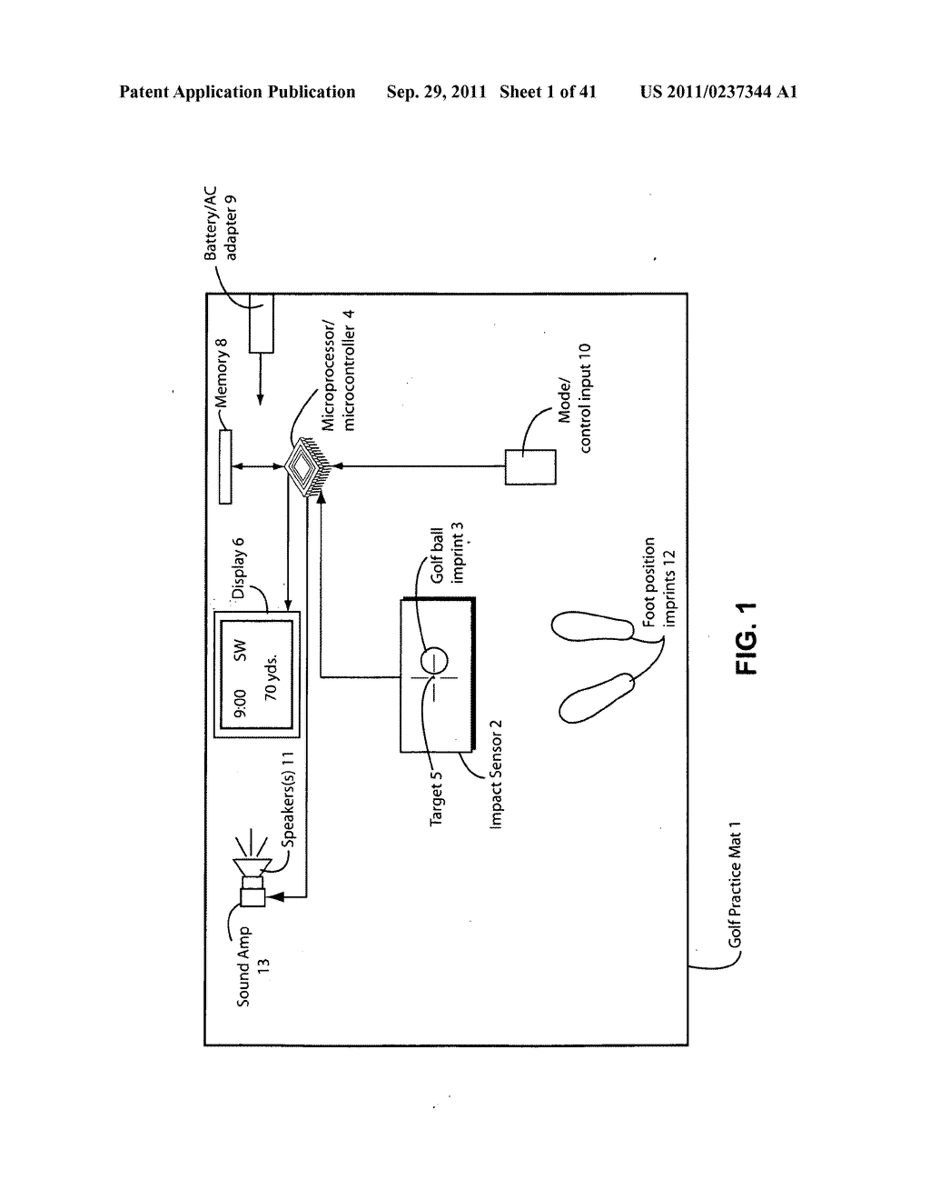 Electronically controlled golf swing analyzing/training mat system with     ball striking-related feedback - diagram, schematic, and image 02