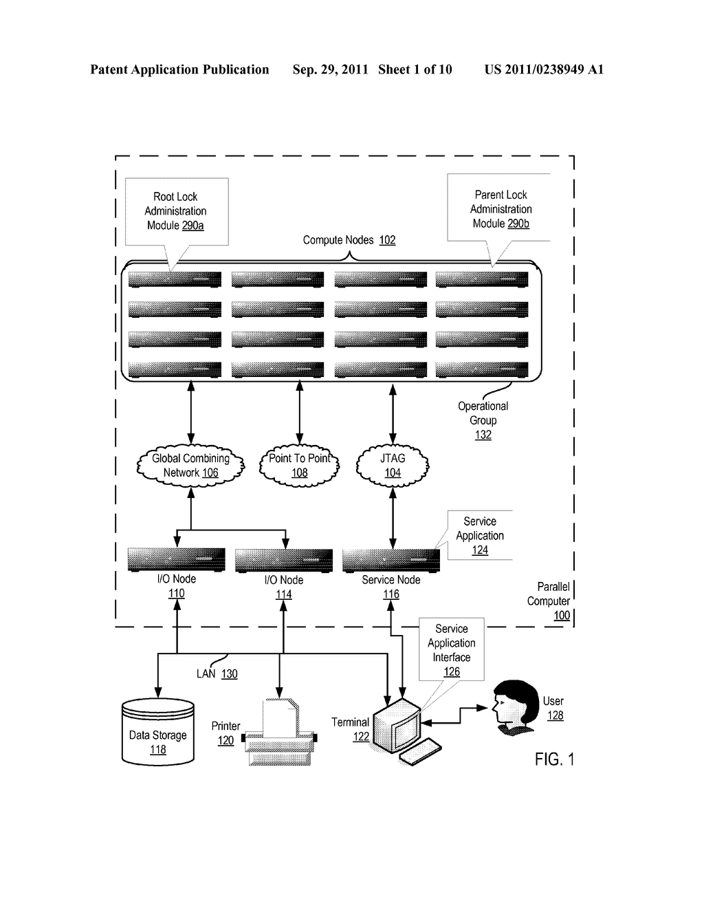 Distributed Administration Of A Lock For An Operational Group Of Compute     Nodes In A Hierarchical Tree Structured Network - diagram, schematic, and image 02