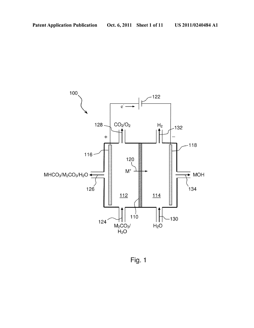 Production of Alkali Bicarbonate and Alkali Hydroxide From Alkali     Carbonate in an Electrolyte Cell. - diagram, schematic, and image 02