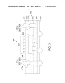 Semiconductor Device Packages with Fan-Out and with Connecting Elements     for Stacking and Manufacturing Methods Thereof diagram and image