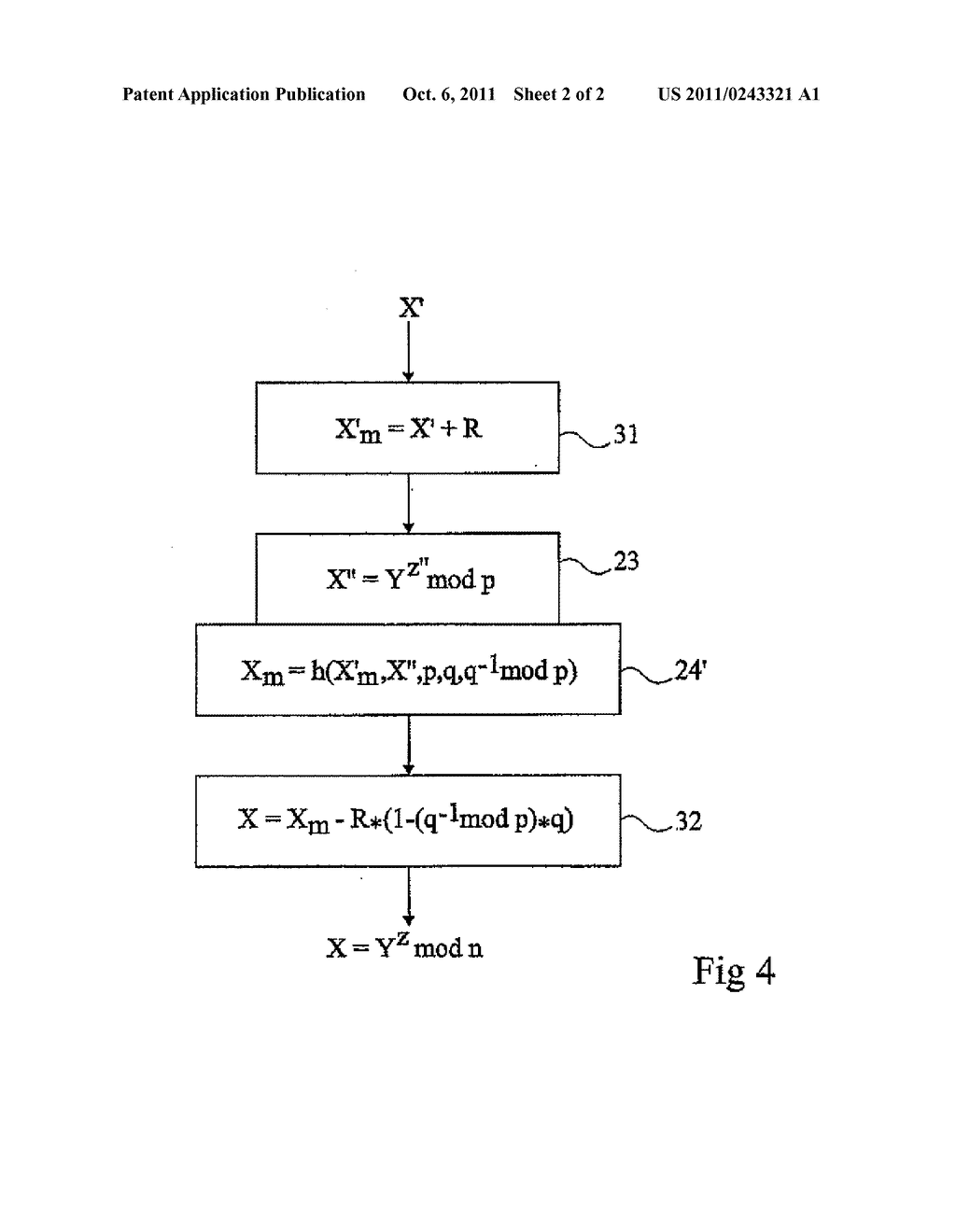 SCRAMBLING OF A CALCULATION PERFORMED ACCORDING TO AN RSA-CRT ALGORITHM - diagram, schematic, and image 03