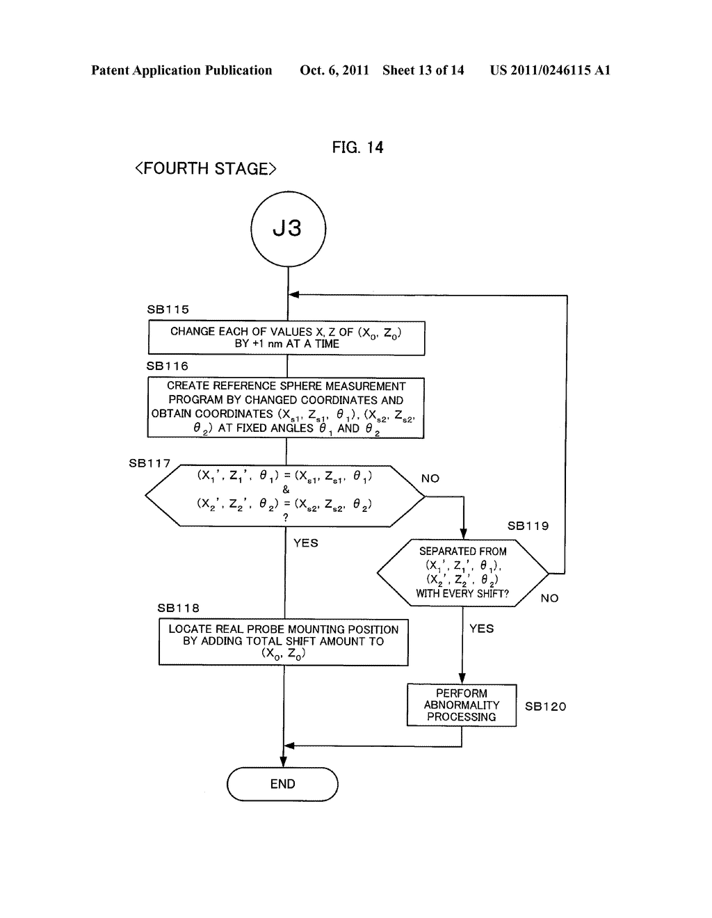 METHOD FOR CALCULATING PROBE MOUNTING POSITION IN ON-MACHINE MEASURING     DEVICE - diagram, schematic, and image 14