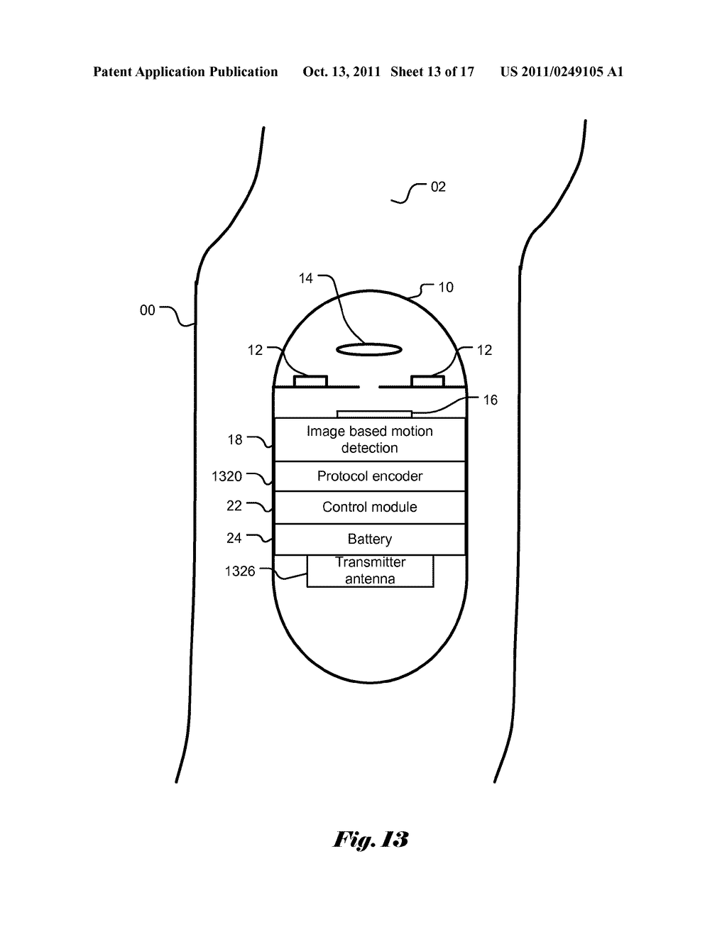 In Vivo Autonomous Camera with On-Board Data Storage or Digital Wireless     Transmission in Regulatory Approved Band - diagram, schematic, and image 14