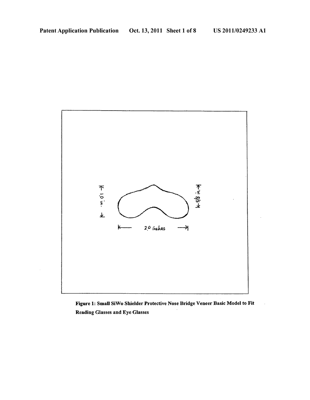 Leather/suede nose bridge vaneer (known as SiWo shielder) for preventing     indentions, inflammation, scars, marks and discoloration caused by the     stem of eyeglasses, sunglasses, fashion eye wears, and 3-D glasses - diagram, schematic, and image 02