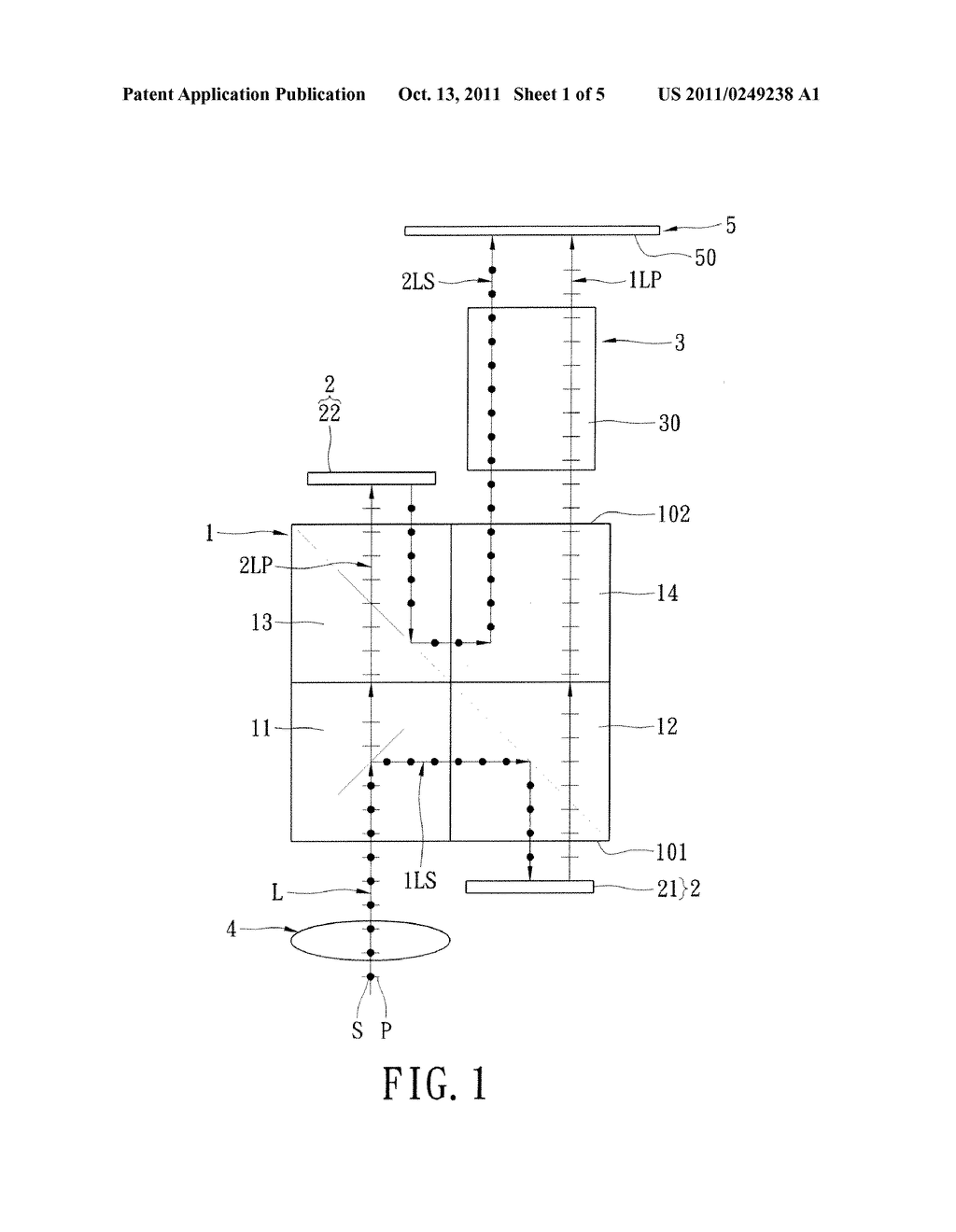 PROJECTION SYSTEM FOR SIMULTANEOUSLY OUTPUTTING IMAGE LIGHT SOURCE WITH     DIFFERENT POLARIZATIONS AND METHOD OF USING THE SAME - diagram, schematic, and image 02